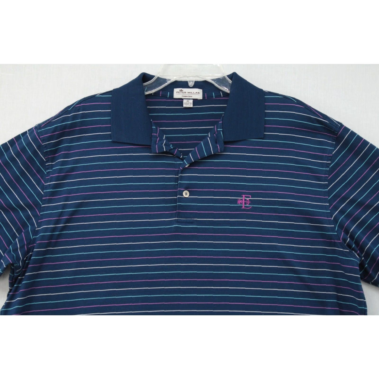 Peter Millar VINTAGE Peter Millar Crown Ease Polo Shirt Mens XL Blue Striped Short Sleeve Golf Preppy Size US XL / EU 56 / 4 - 2 Thumbnail