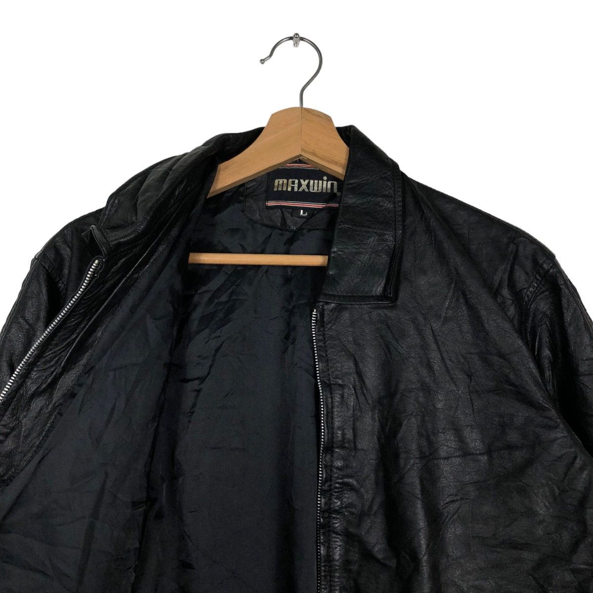 Genuine Leather 🔥90’s Maxwin Vintage Bomber Leather Jacket Issey Miyake Size US L / EU 52-54 / 3 - 9 Thumbnail
