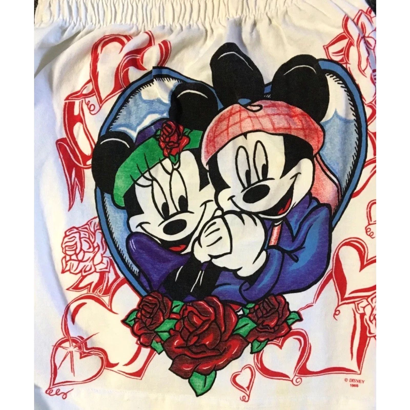 Disney VINTAGE Disney Mickey Minnie Mouse AOP Shorts M USA Cartoon TV Disneyland 90s 80s White Unisex Adults Mens Boys Girls Size US 31 - 3 Thumbnail