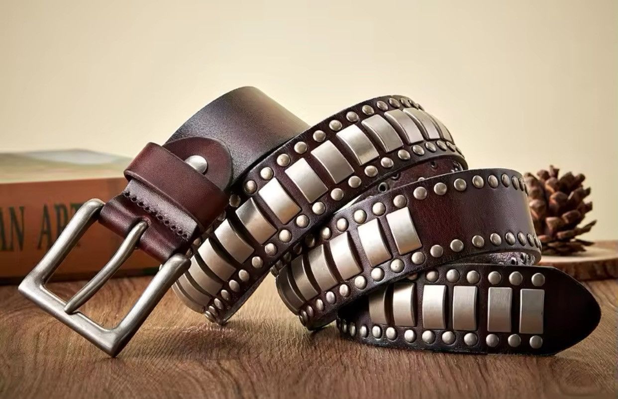 Genuine Leather × Japanese Brand Genuine Leather Metal Pin Buckle Men Belt Size ONE SIZE - 3 Thumbnail