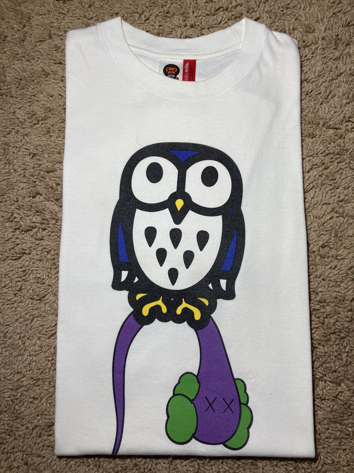 2006 Bape Kaws Bendy Owl Tee Purple Vintage 2000s Art Milo