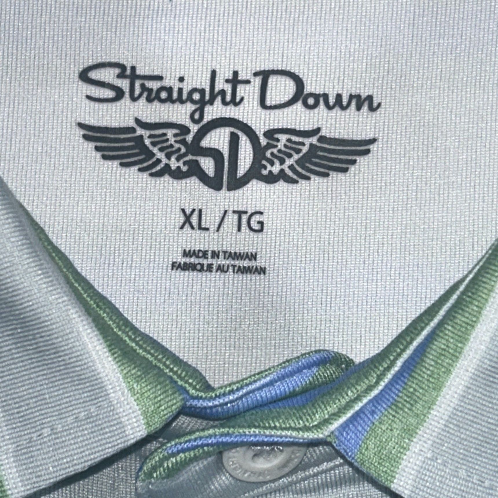 Vintage Straight Down Polo Shirt Mens XL Golf Performance Stretch Green Blue Stripe Shirt Size US XL / EU 56 / 4 - 3 Thumbnail