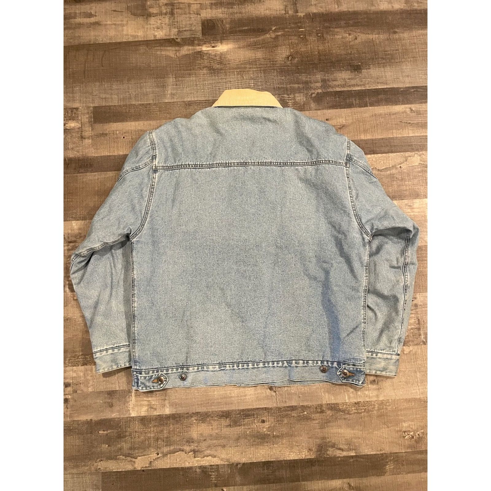 Denime VINTAGE Herringbone Natural Fleece Lined Denim Jean Jacket Men’s Size M Blue Bomber Jacket Casual Short Cotton Lined Polyester Regular Button Men Size US 31 - 7 Thumbnail