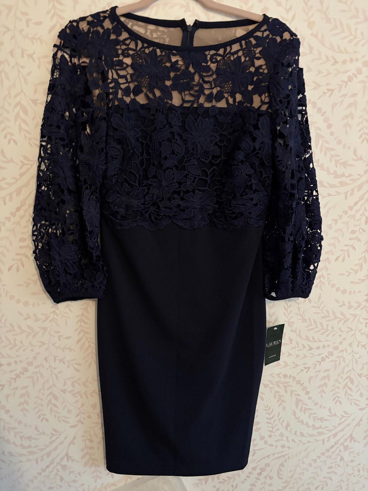 Lauren Ralph Lauren NWT Lauren Ralph Lauren Lace Balloon Sleeve Sheath Dress Size XS / US 0-2 / IT 36-38 - 2 Thumbnail