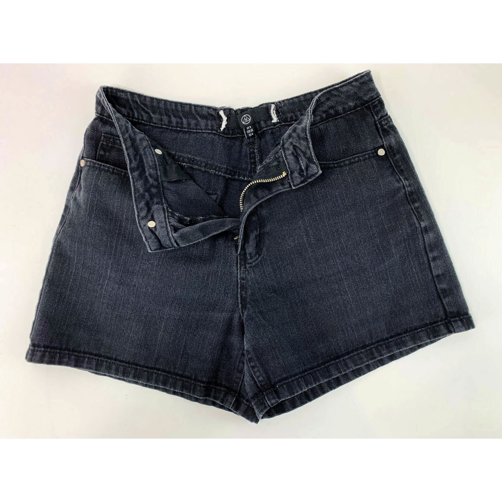Missguided Missguided Womens Jean Shorts Size 4 Short Shortie Denim Distressed Casual Black Shirt Womens Jeans Shorts 4 Black Womens Size 27" / US 4 / IT 40 - 3 Thumbnail
