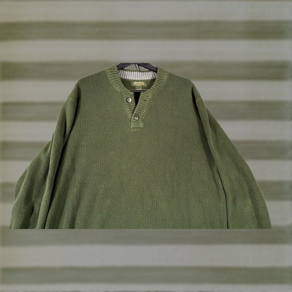 Eddie Bauer VINTAGE? Eddie Bauer Heavy Henley Sweater Mens XL Tall Green Ribbed Knit Pullover Outdoor Size US XL / EU 56 / 4 - 1 Thumbnail