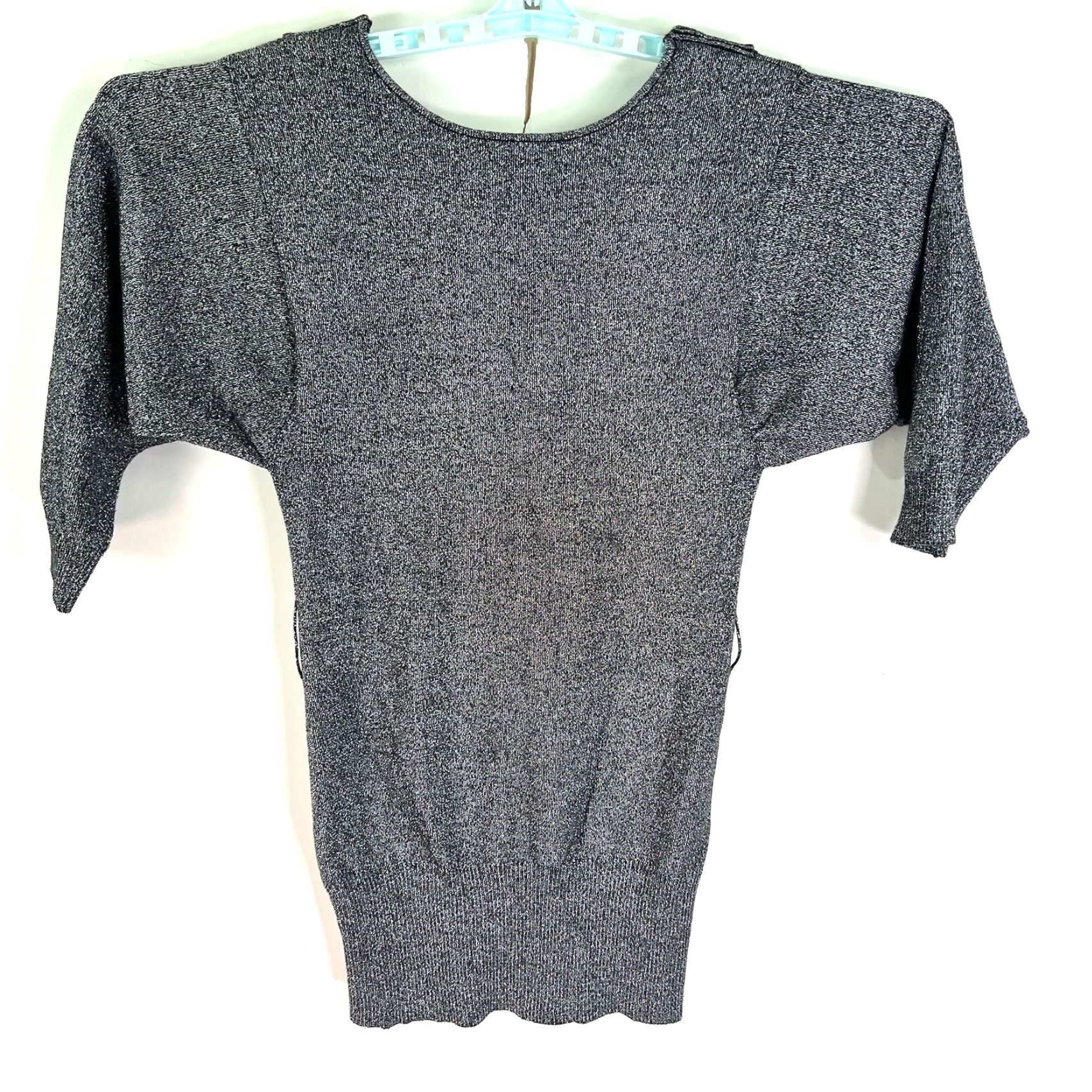XOXO XOXO Sweater Cowl Neck 3/4 Sleeve Kimono Gray M Silver Shimmer Metallic Pullover Women's Size M / US 6-8 / IT 42-44 - 5 Thumbnail