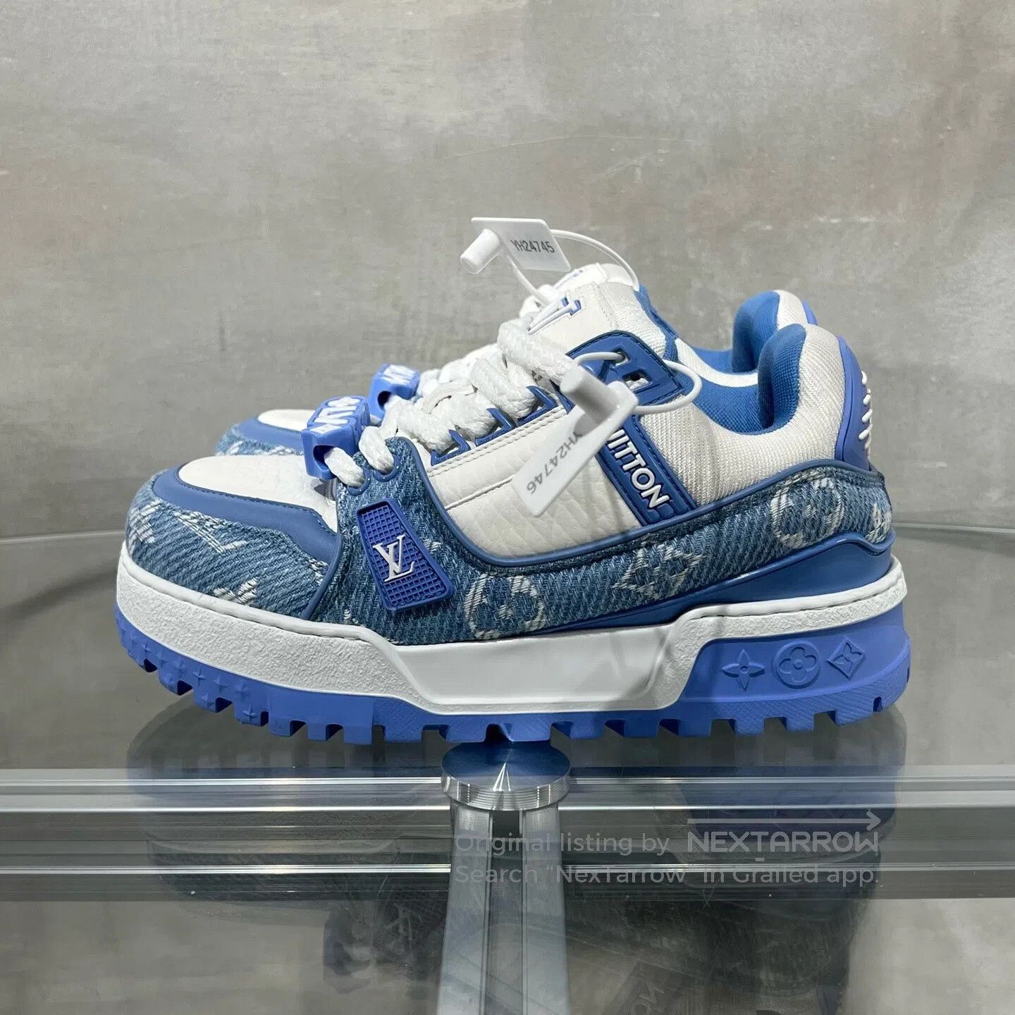 Louis Vuitton Louis Vuitton Trainer Xiao Pangding White Blue Jeans shoes Size US 6 / IT 36 - 3 Thumbnail