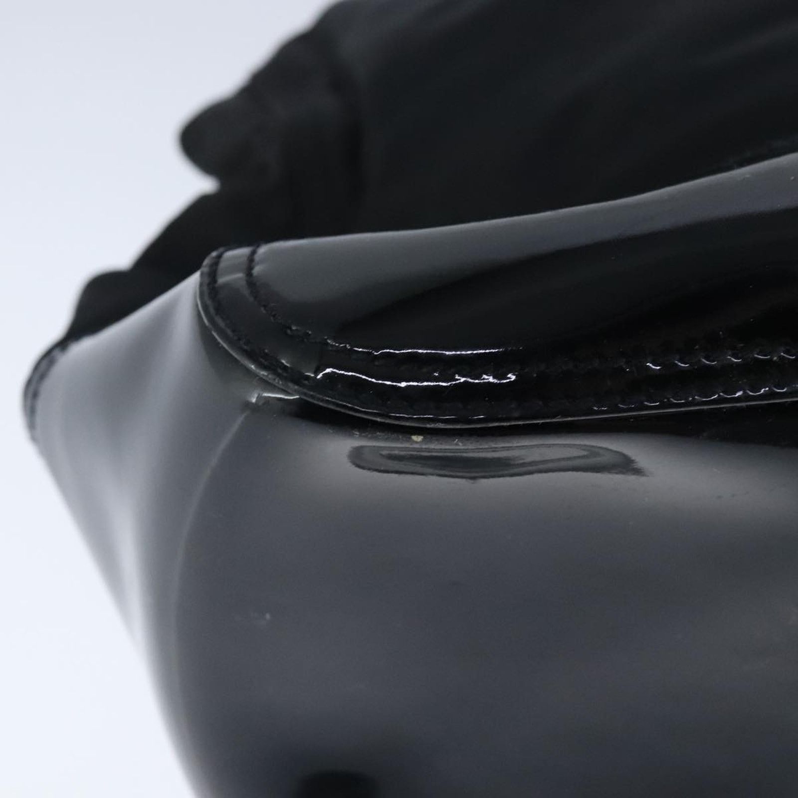 Prada Chain Tote Black Nylon Patent Leather
