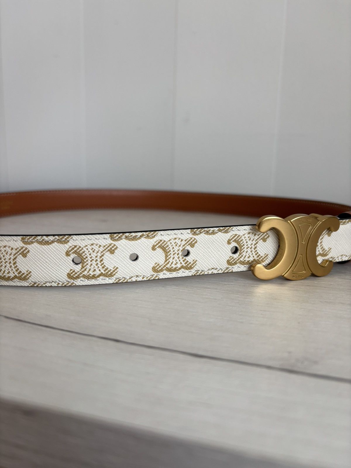 Celine Celine Paris Triomphe Gray/Brown Monogram Belt Made in Italy Size ONE SIZE - 11 Thumbnail