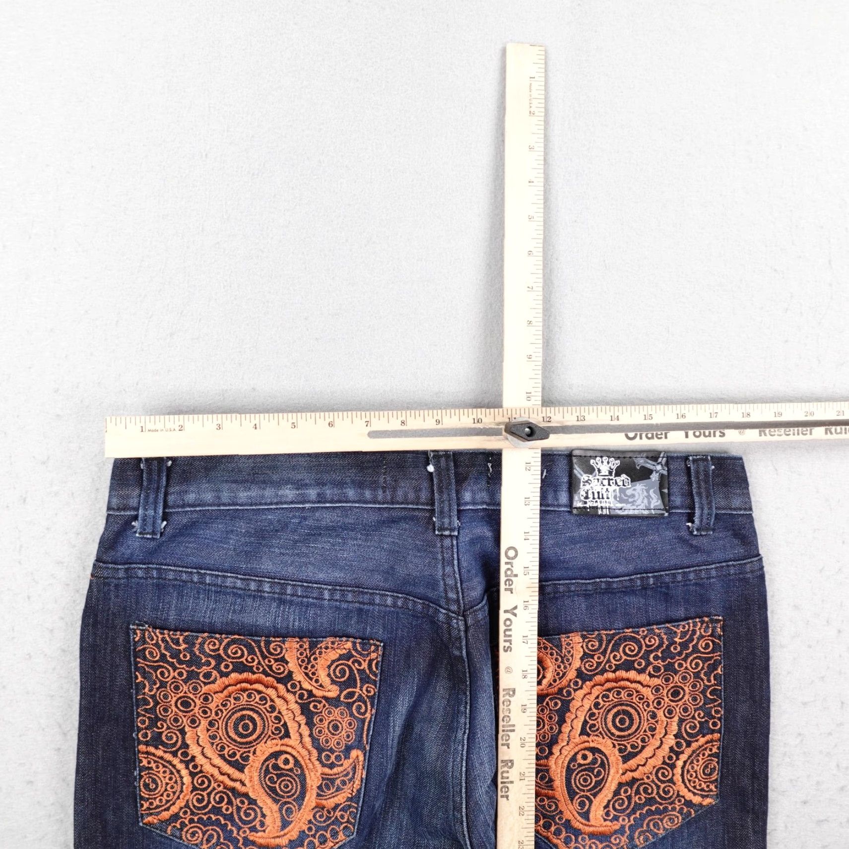 Denime Vintage Sacred Cult Shorts Men 40 Paisley Embroidered Baggy Denim Jorts Y2K Size US 40 / EU 56 - 5 Thumbnail