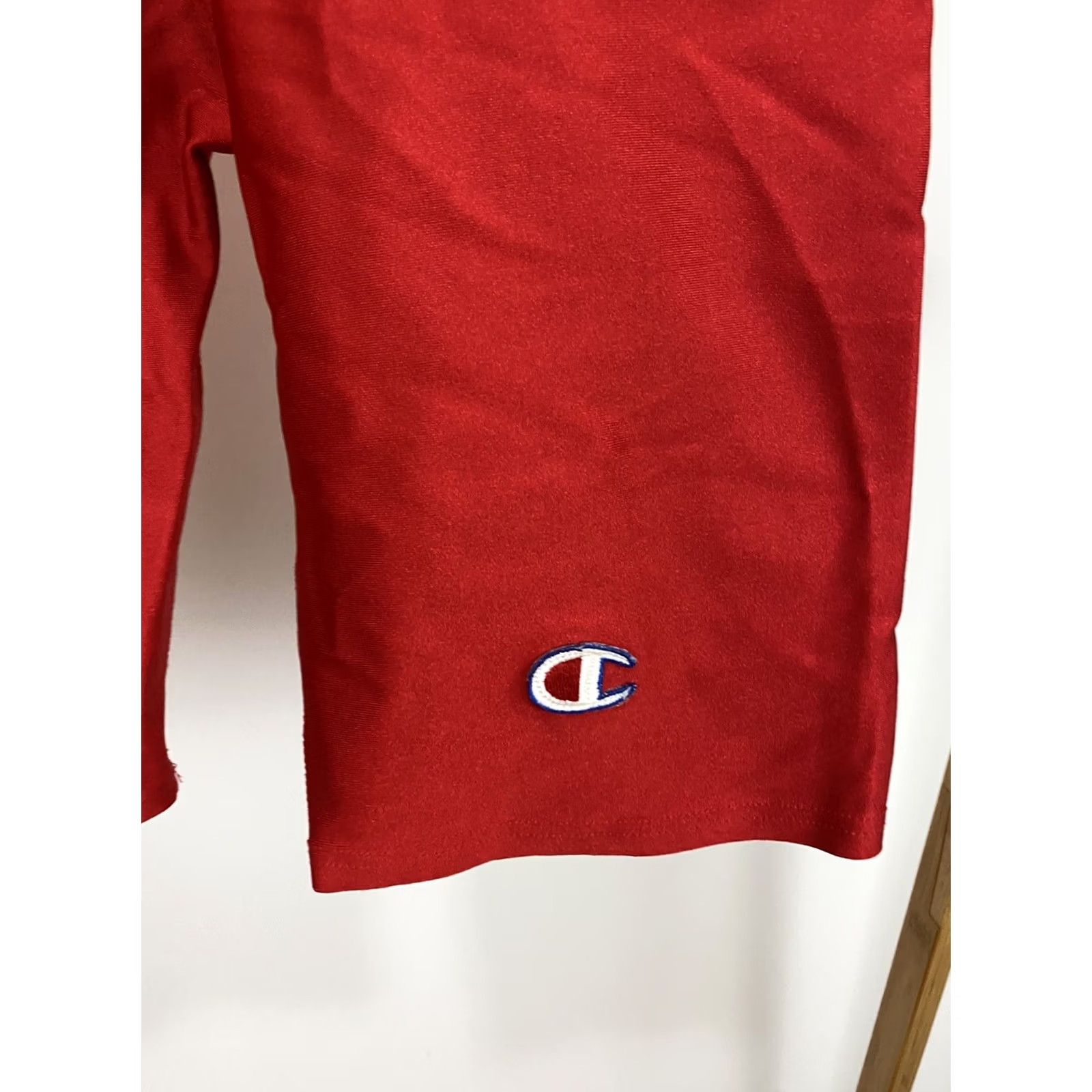 Champion VINTAGE Champion Women's Nylon Spandex Blend Red Bike Shorts L USA RARE Size 36" / US 14 / IT 50 - 3 Thumbnail