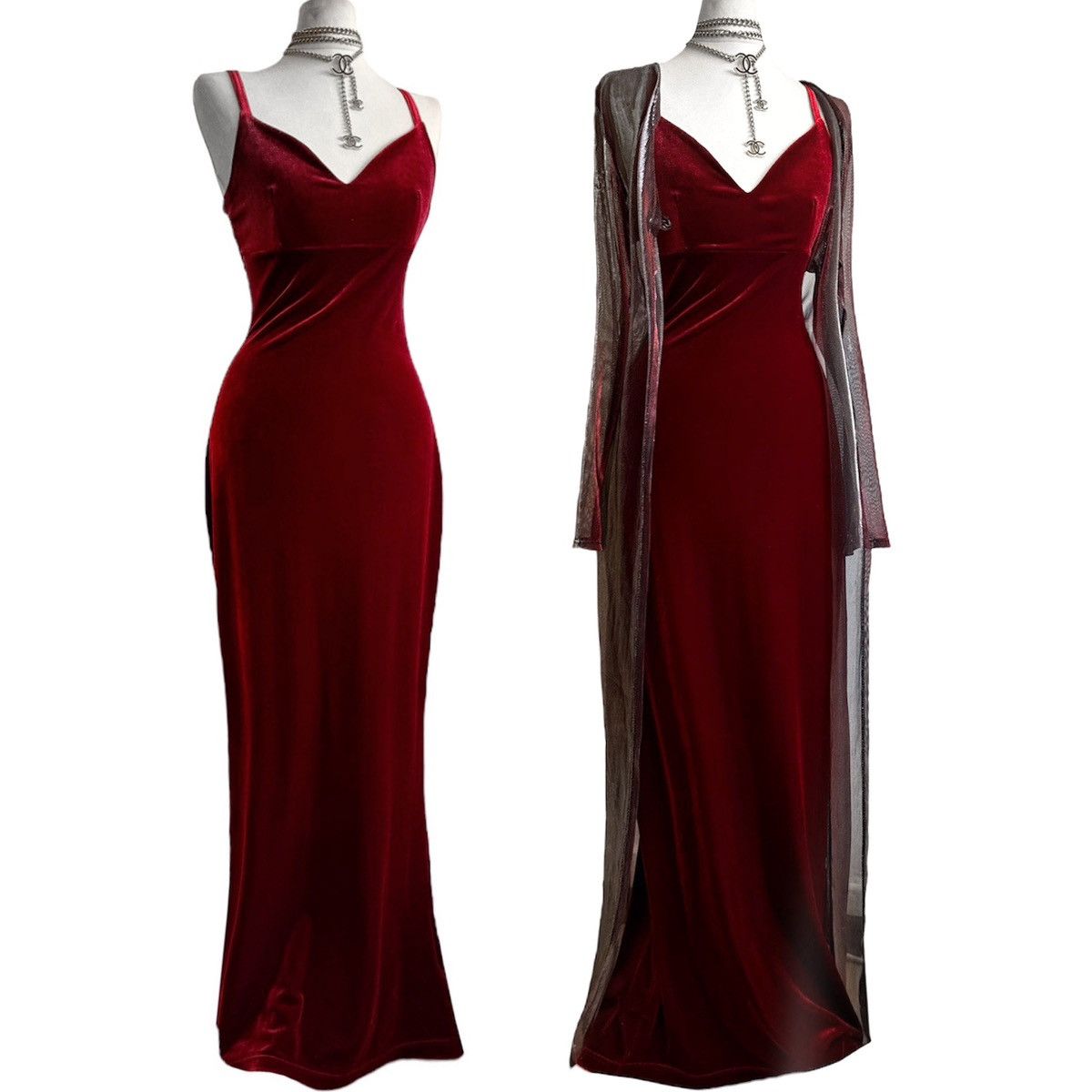 Vintage Amazing long velvet velour dress Grailed