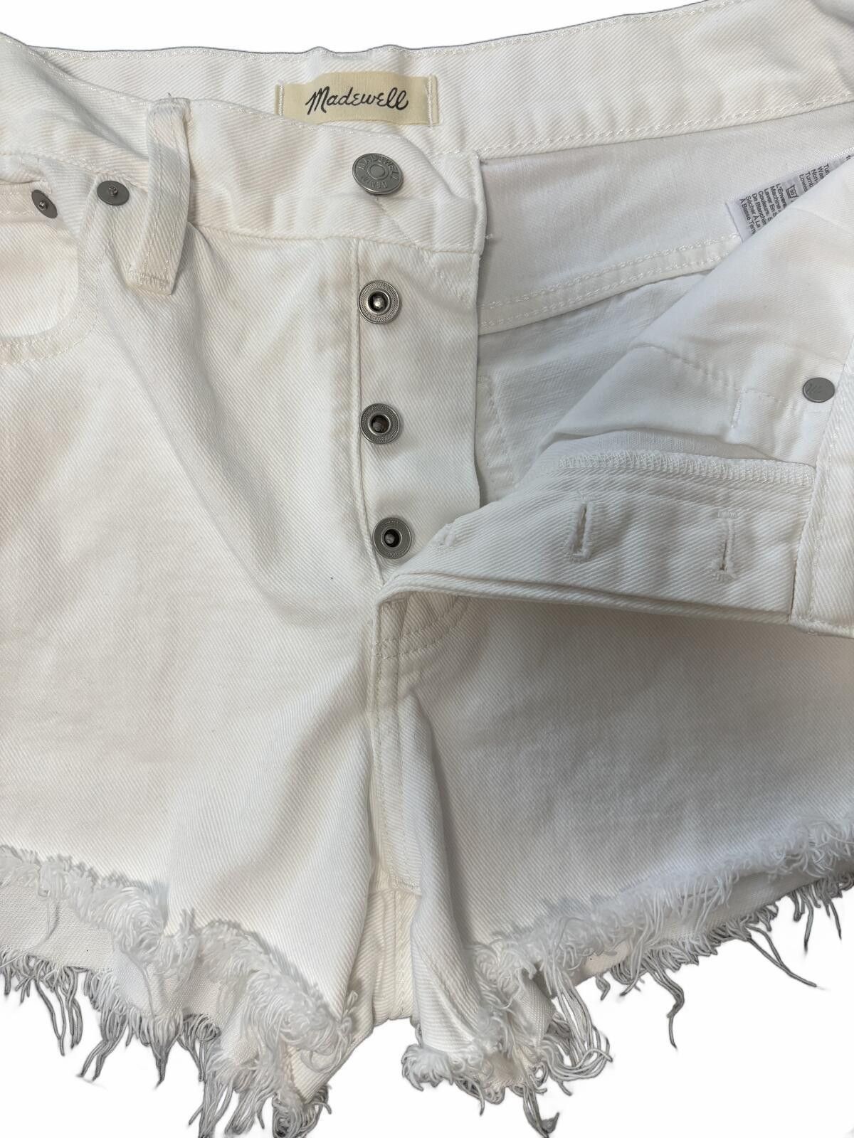 Madewell White Denim Cutoff Shorts with Frayed Hem 25 Size 30" / US 8 / IT 44 - 7 Thumbnail
