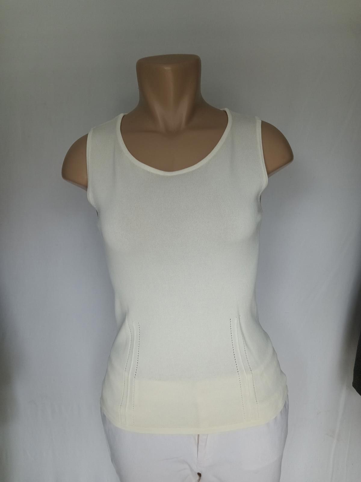 Designer Elegant White Joseph A Cardigan and Tank Top Set Size M / US 6-8 / IT 42-44 - 3 Thumbnail