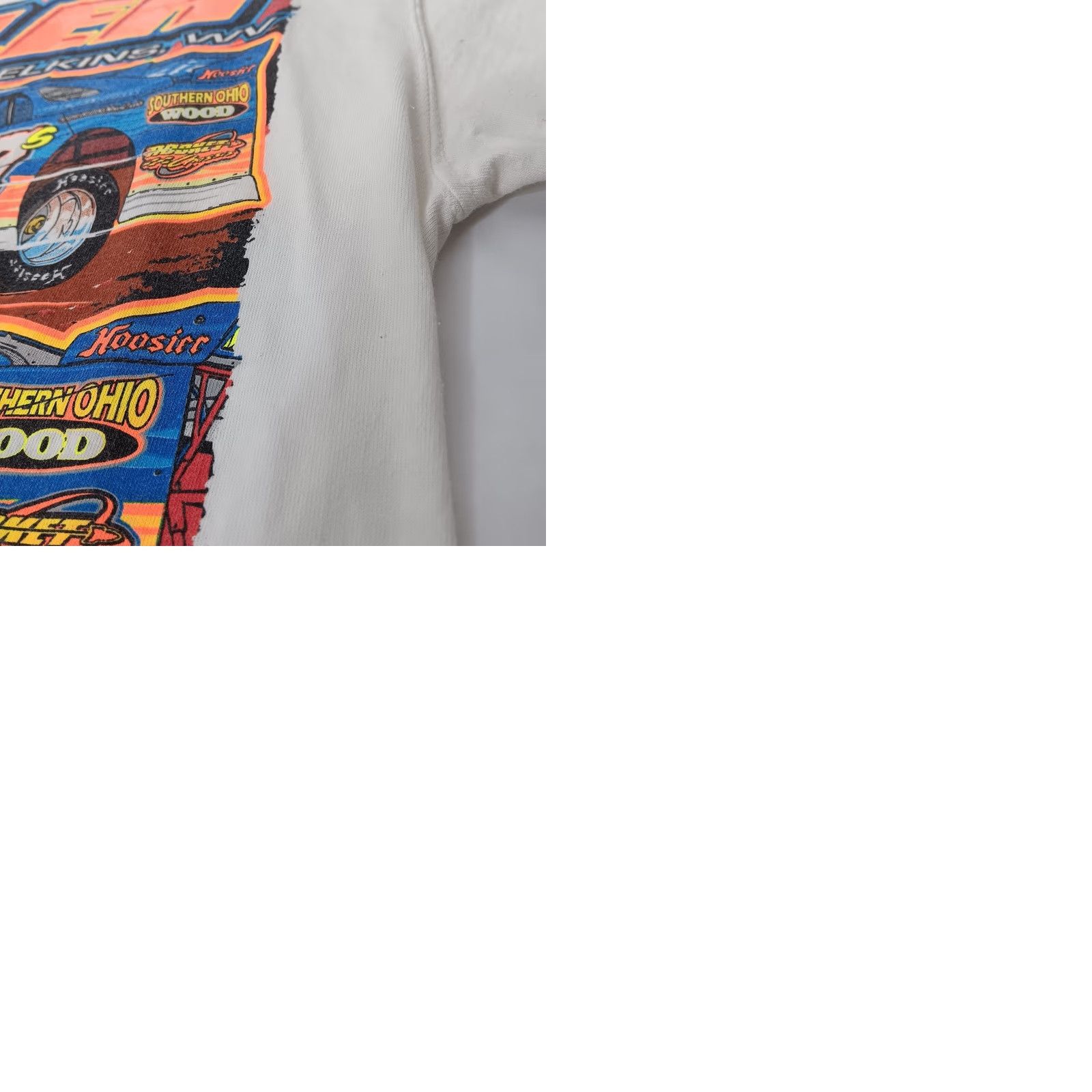 Fruit Of The Loom DJ Miller Race T Shirt L White Cotton Crew Neck Short Sleeve Men Stock Car Racing Elkins WV Motorsports Graphic Print 2000s Size US L / EU 52-54 / 3 - 10 Thumbnail