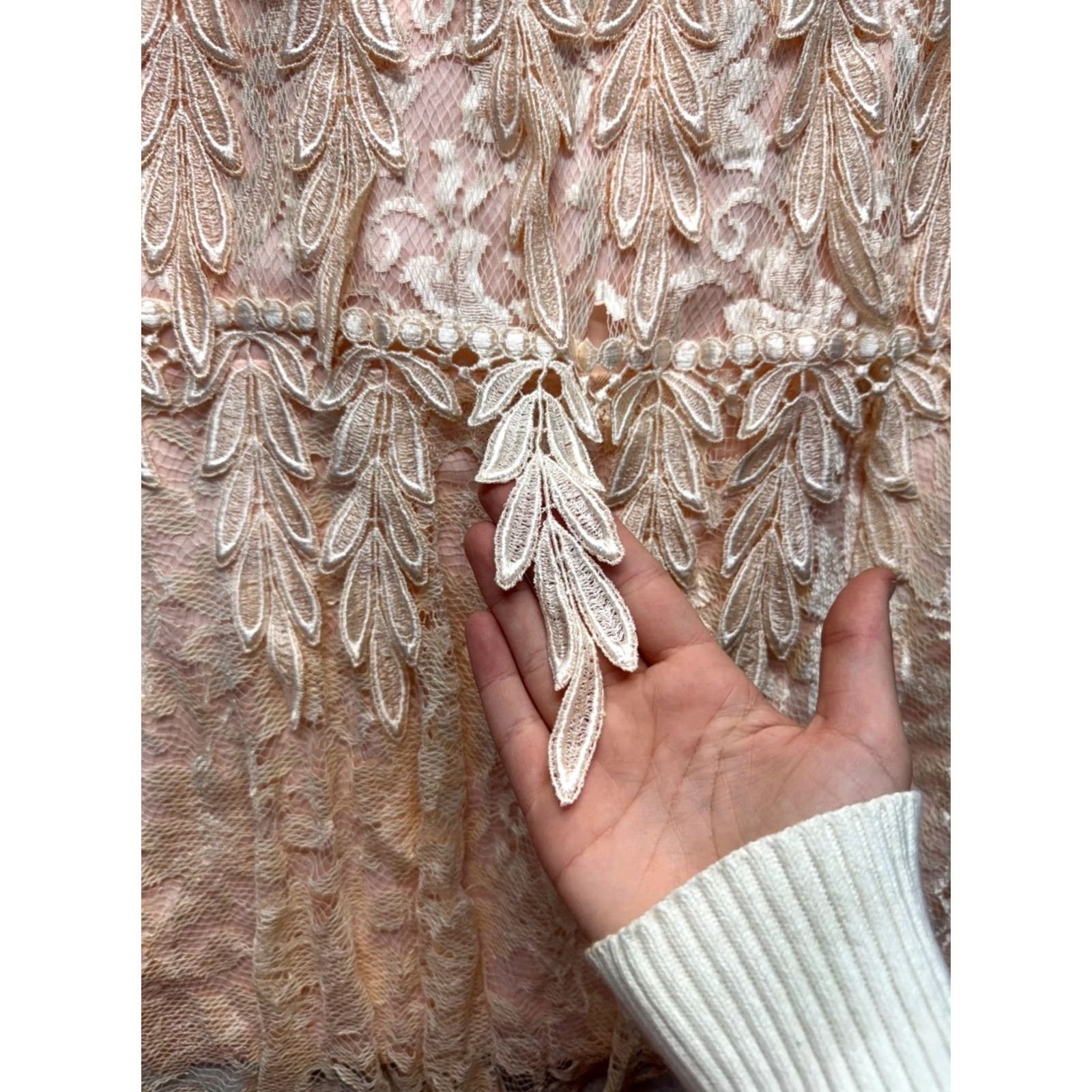 Vintage VINTAGE Blush Lace Tiered Cocktail Dress Jill Richards Designs #9573 Womens 16 Blush Eveningwear 1960s Size XXL / US 16-18 / IT 52-54 - 3 Thumbnail