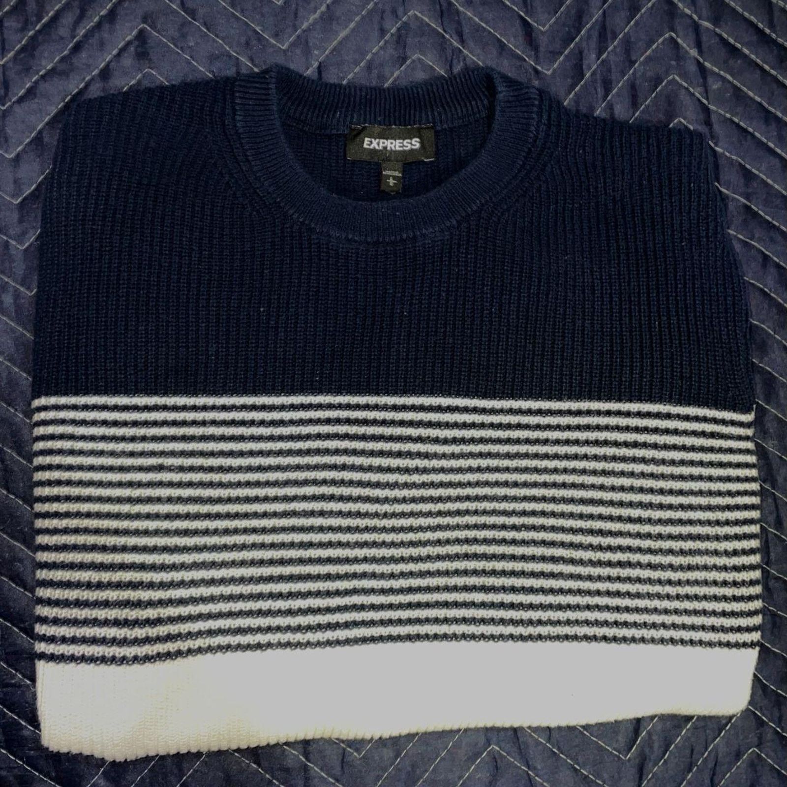 Express Express (Mens) Striped Crew Neck Sweater Size US L / EU 52-54 / 3 - 2 Thumbnail