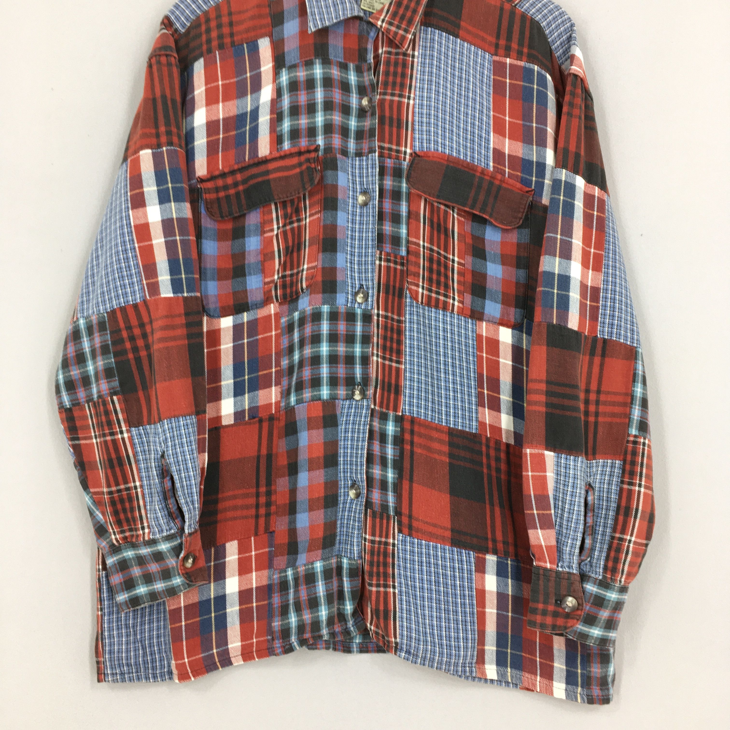 Eddie Bauer × Vintage Vintage Eddie Bauer Patchwork Boro Flannel Shirt Medium Size US S / EU 44-46 / 1 - 3 Thumbnail