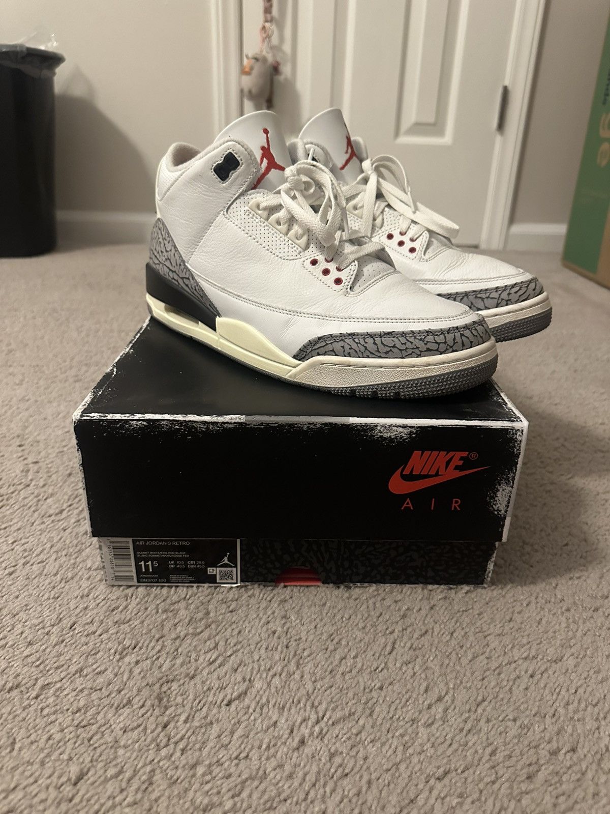 Jordan Brand Air Jordan 3 White Cement Reimagined Size US 11.5 / EU 44-45 - 1 Thumbnail