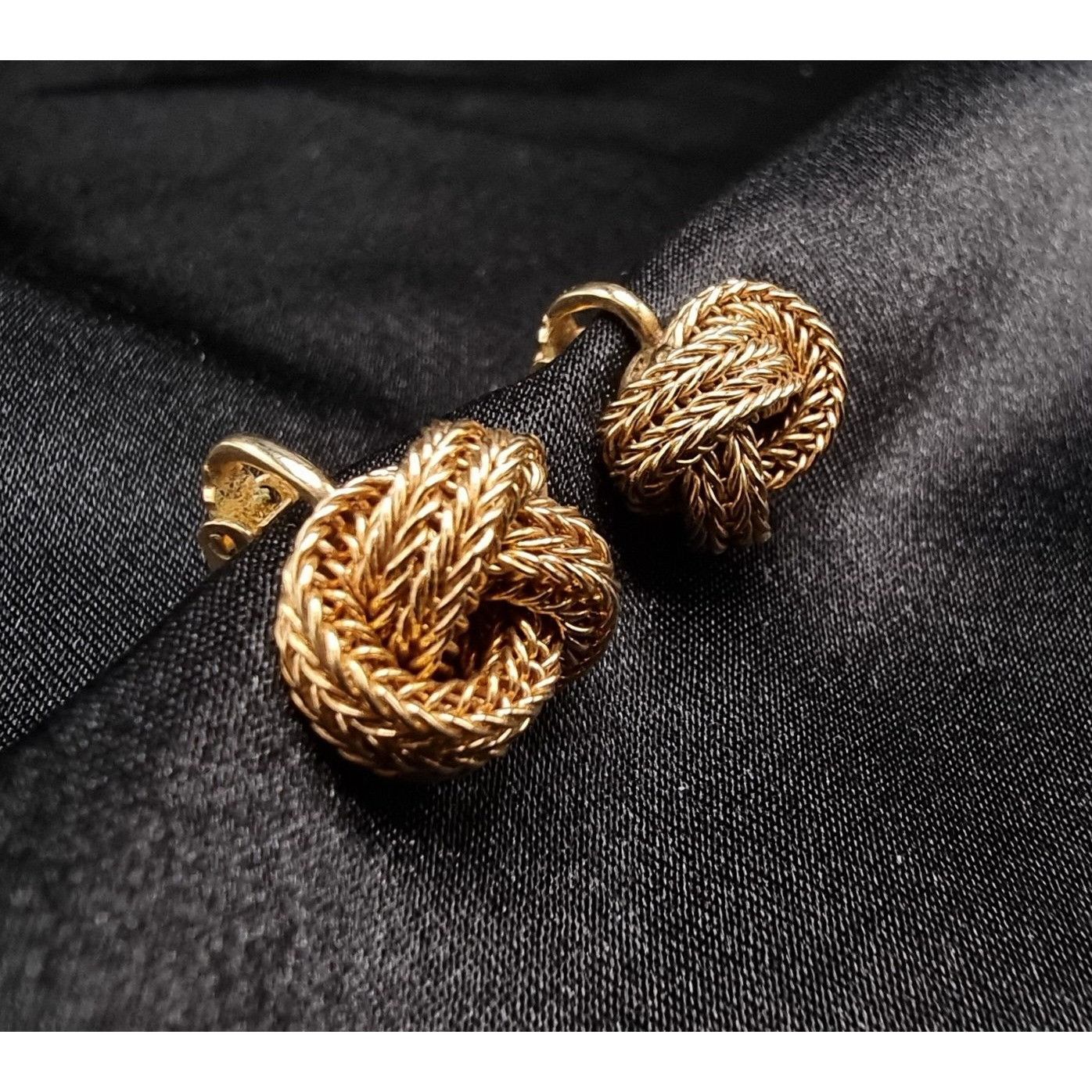 Vintage Vintage Grosse 1960s Knot Clip-On Earrings Gold Tone Stateme Size ONE SIZE - 4 Thumbnail