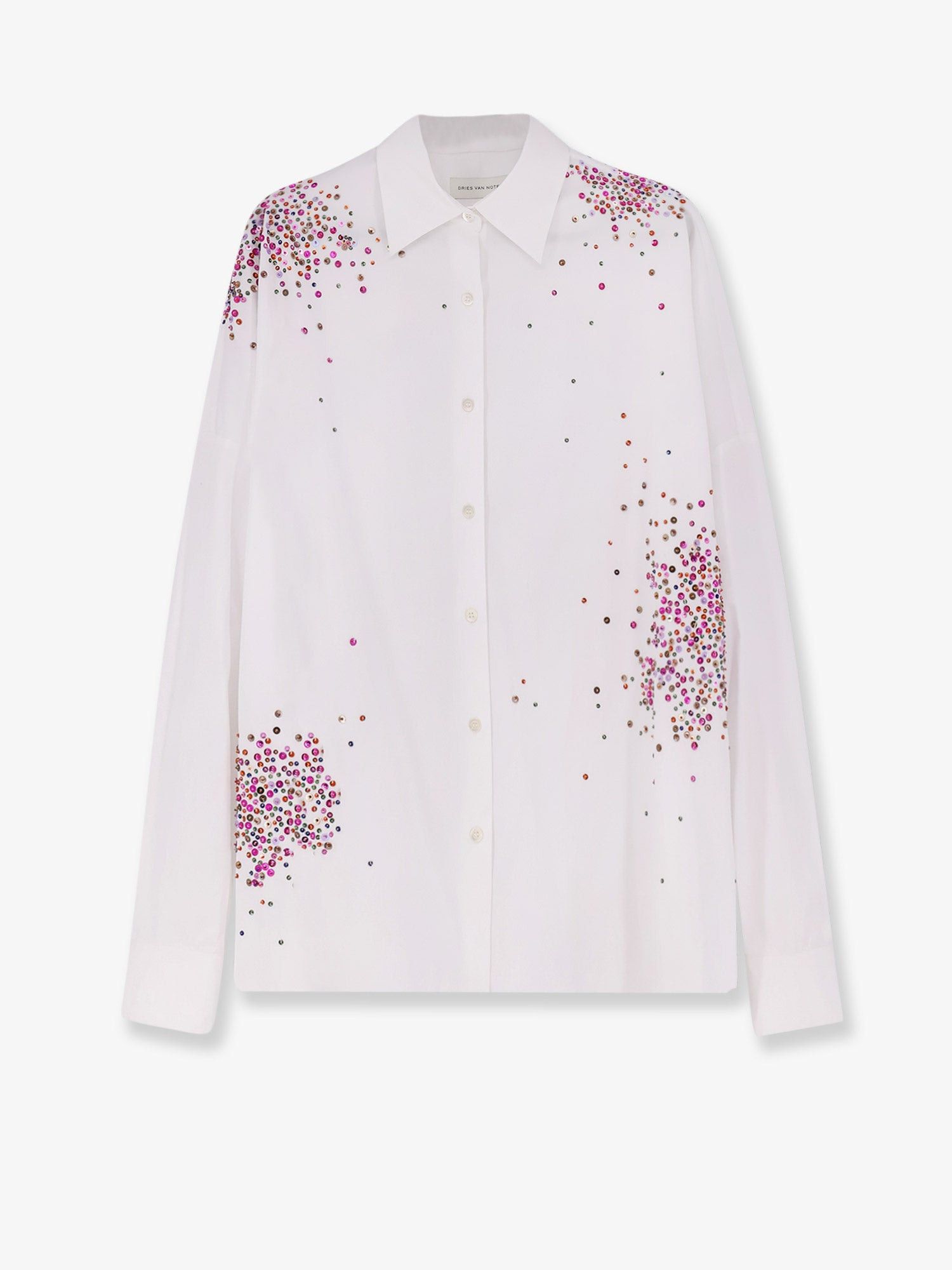 Casia Cotton Shirt With Multicolored Sequin Detail
