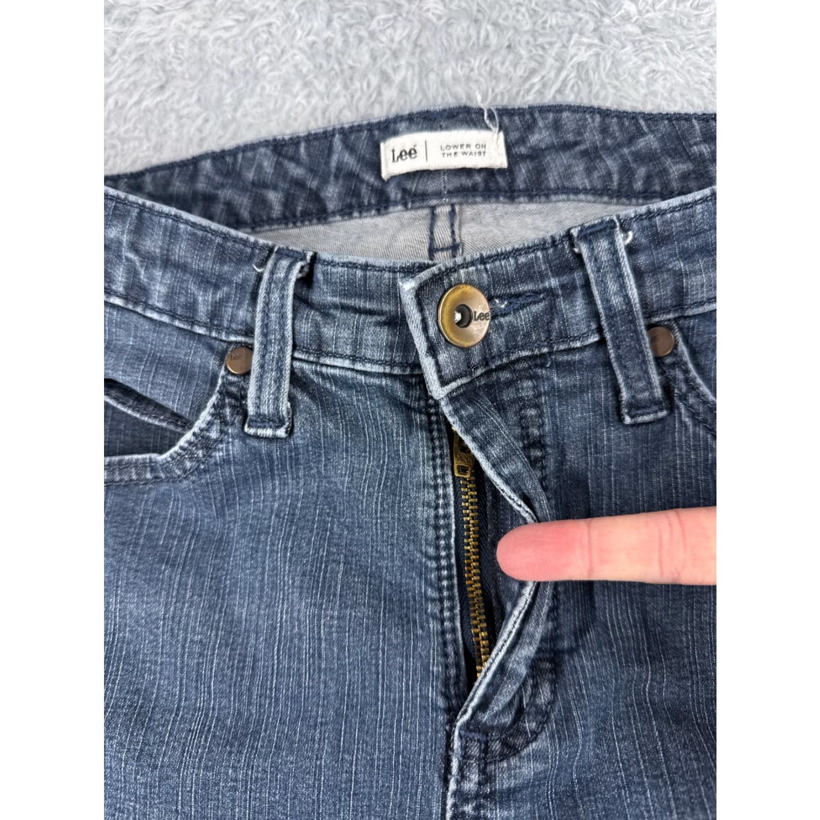 Lee Lee Jeans Women 16 Blue Denim Dark Wash Bootcut Mid Rise Cotton Riders 34x30 Size 38" / US 16 / IT 52 - 5 Thumbnail