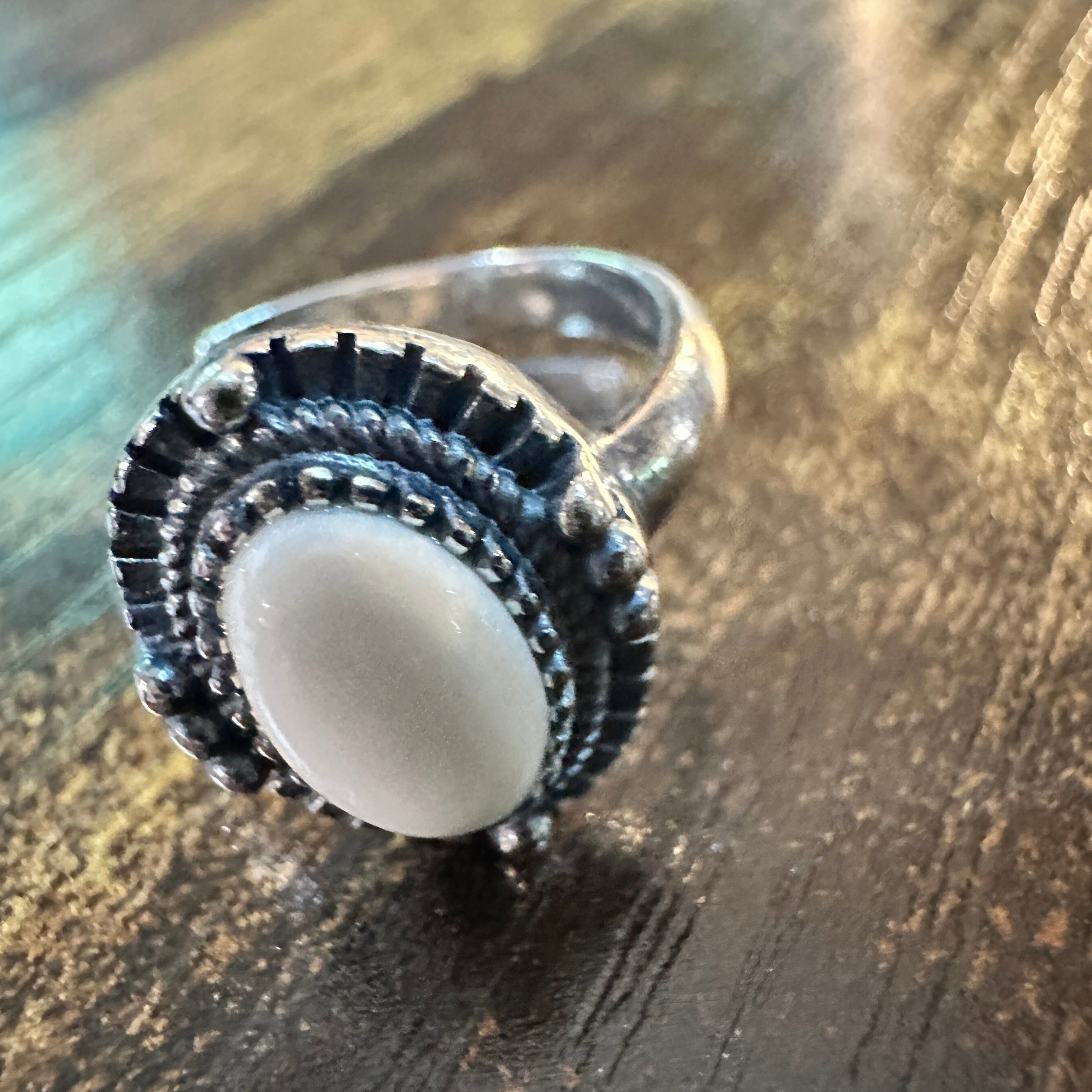 Other Boho Native American Radiant White Agate Statement Ring, Ste Size ONE SIZE - 6 Thumbnail