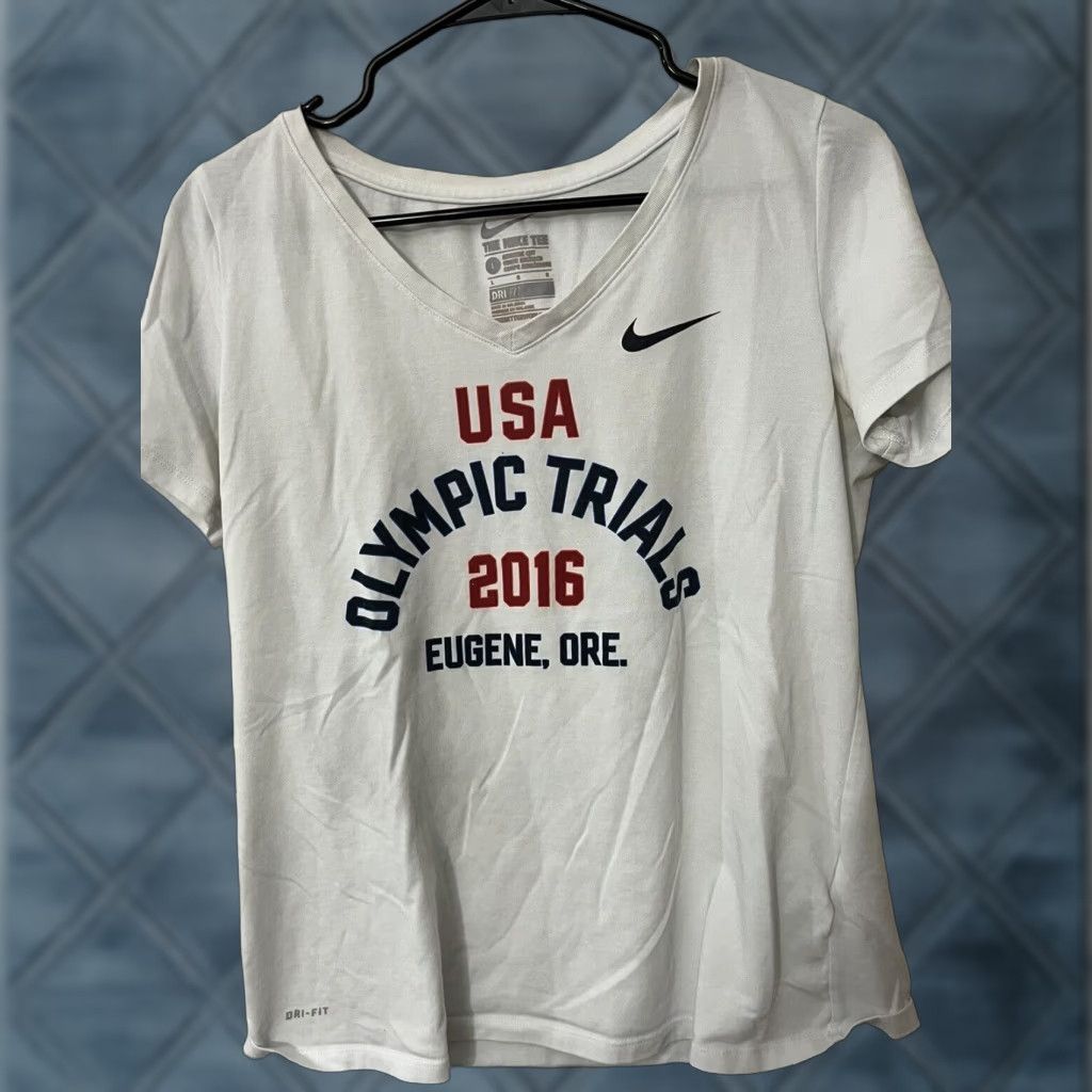 Nike VINTAGE Nike Dri Fit USA Olympic Trials 2016 Eugene Oregon TEES SZ Large White Size ONE SIZE - 1 Thumbnail