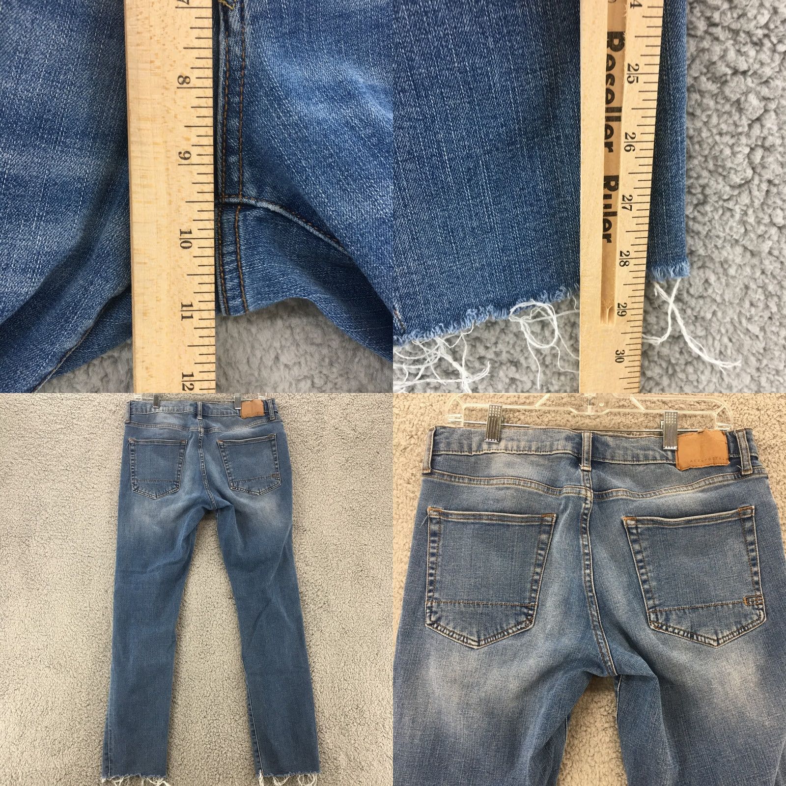 Vintage Aéropostale Flex Effects Skinny Jeans Womens 33/32 Blue Distressed Raw Hem Zip Jeans Size 24" / US 00 / IT 34 - 8 Thumbnail