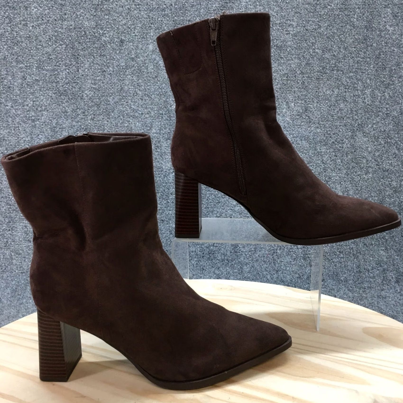 Vintage A New Day Ankle Boots Womens 10 Brown Pointed Toe Slip-On Casual Comfort Suede Size US 10 / IT 40 - 2 Thumbnail