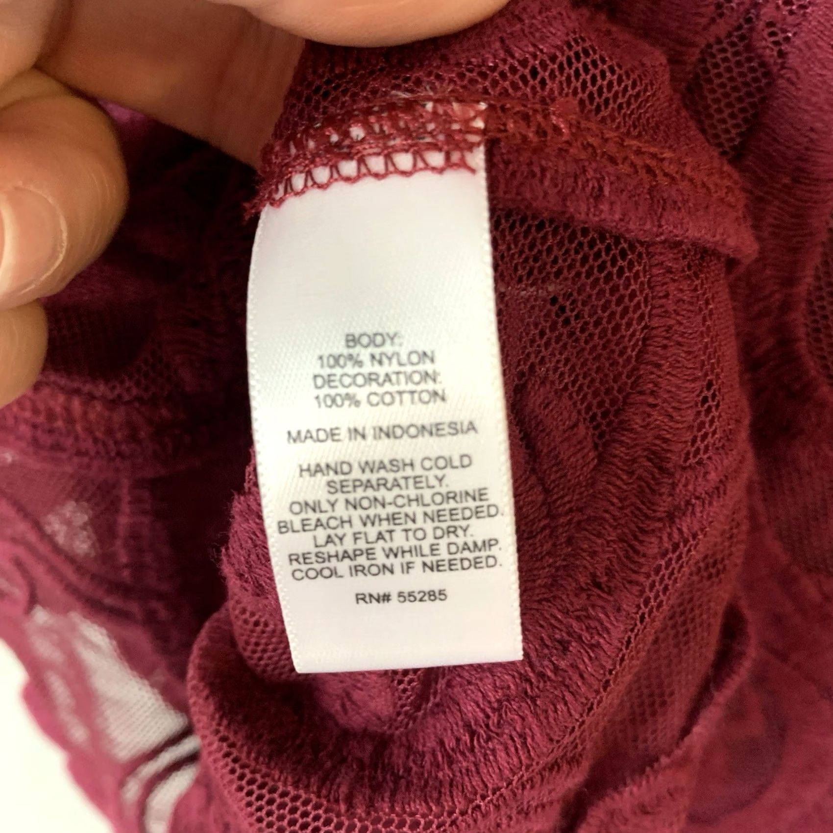 Express Express Blouse Women Small Maroon Floral Lace Sheer Goth Romantic Boho Shirt Long Sleeve Round Neck Pullover Embroidered Scalloped Hem NWT Express Top Size S / US 4 / IT 40 - 5 Thumbnail