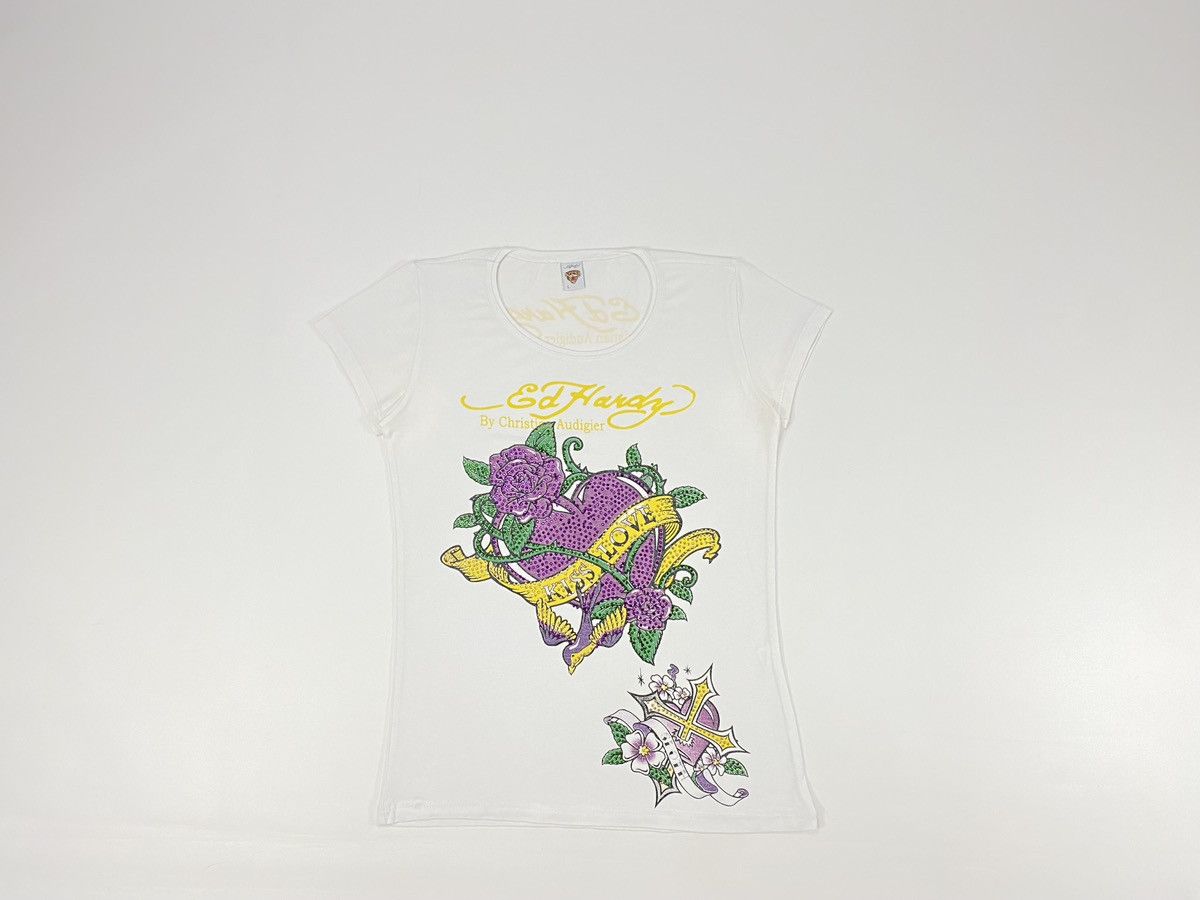 Ed Hardy 🔥LASTDROP🔥 Y2K Ed Hardy Kiss Love Heart Crosses T-shirt Size M / US 6-8 / IT 42-44 - 3 Thumbnail