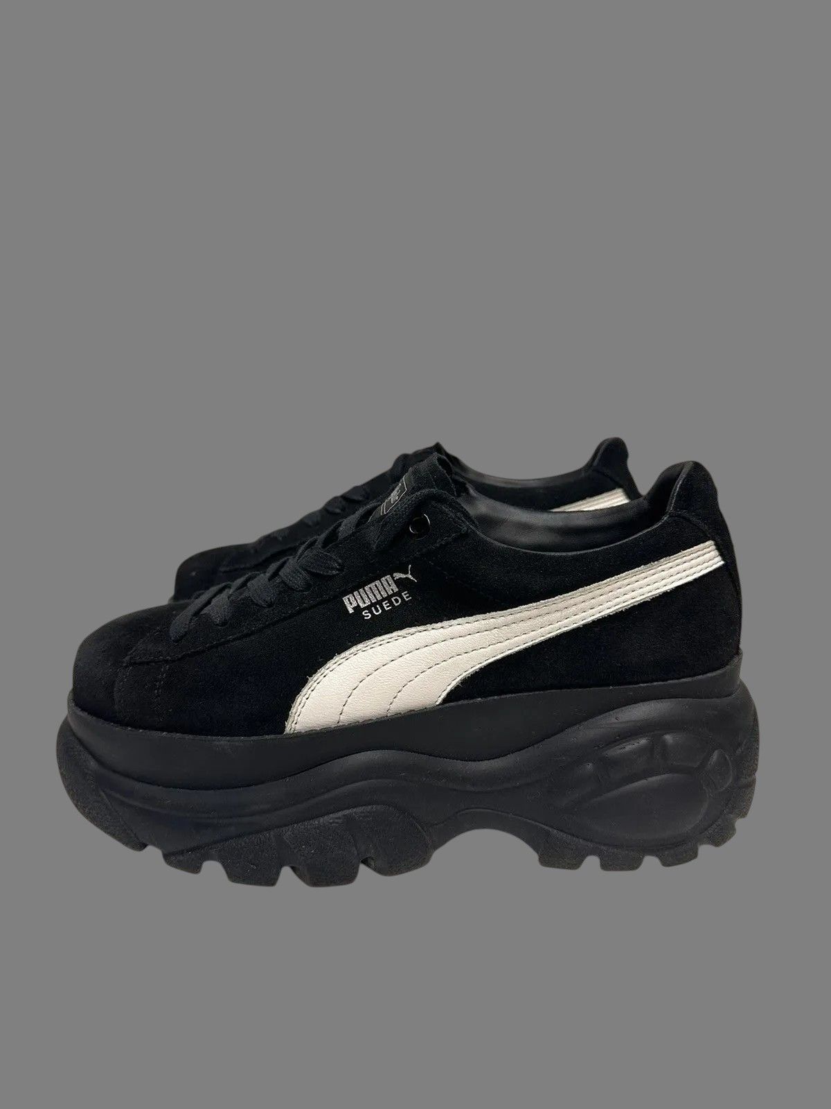 New Rock Rare Buffalo x Puma Black Platform Suede Sneakers Avantgarde Size US 7 / EU 40 - 4 Thumbnail