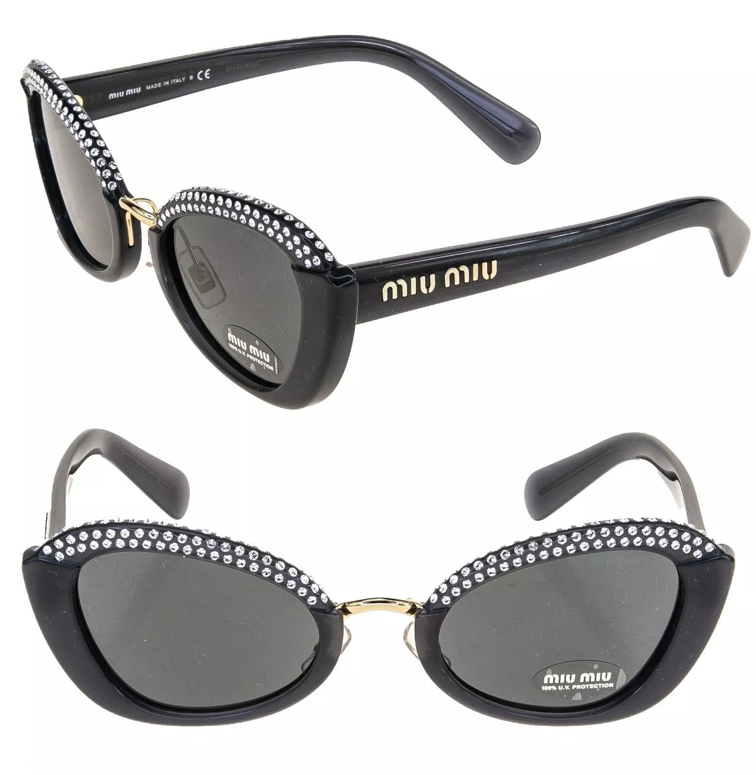 Miu Miu MIU MIU MU05WS Opal Gray Strass Fashion Sunglasses 05W Size ONE SIZE - 1 Thumbnail