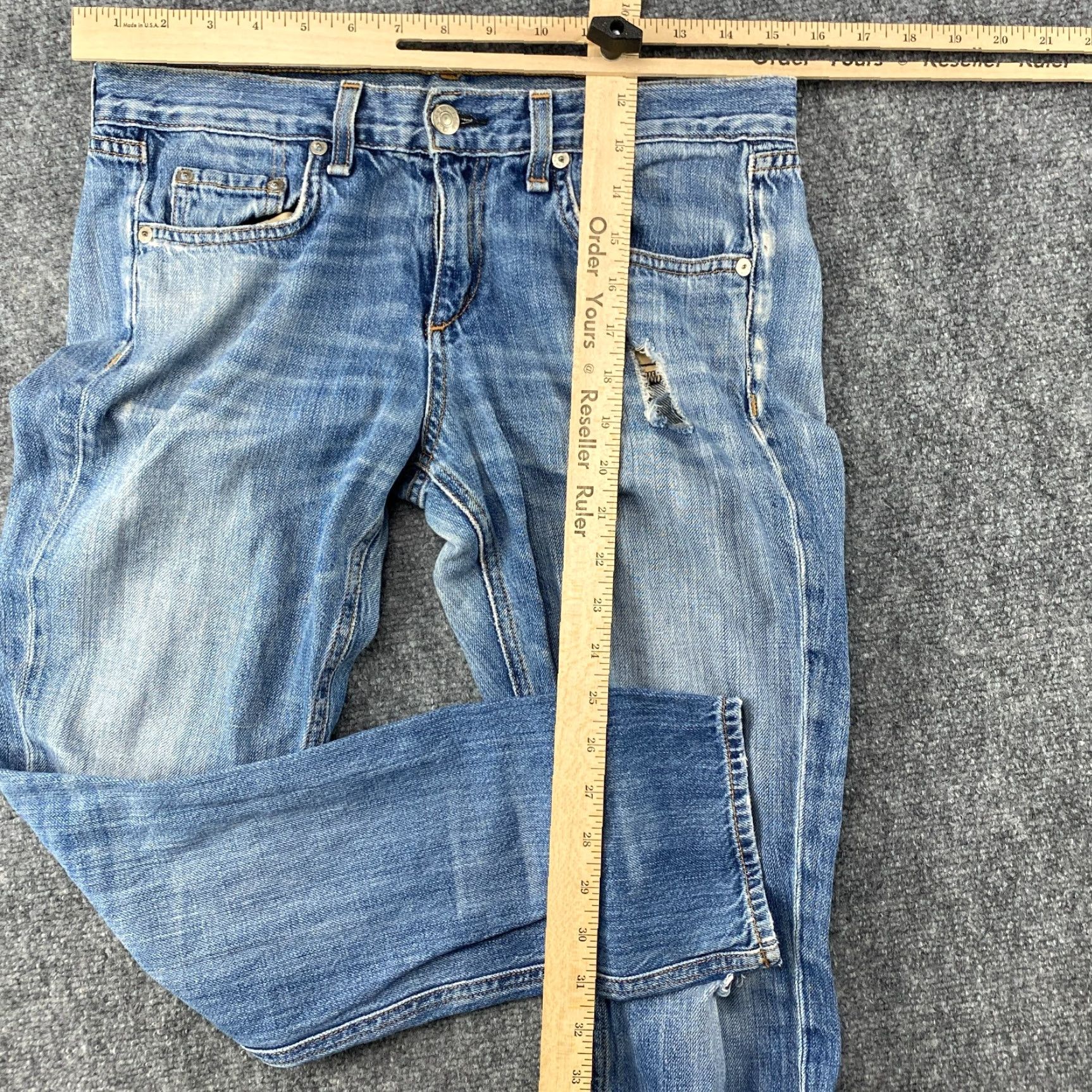 Rag & Bone Rag & Bone Boyfriend Jeans Womens 25 Blue Distressed Denim Regular Rise 5-Pocket Modern Classic Jeans Womens Size 42" / US 20 - 5 Thumbnail