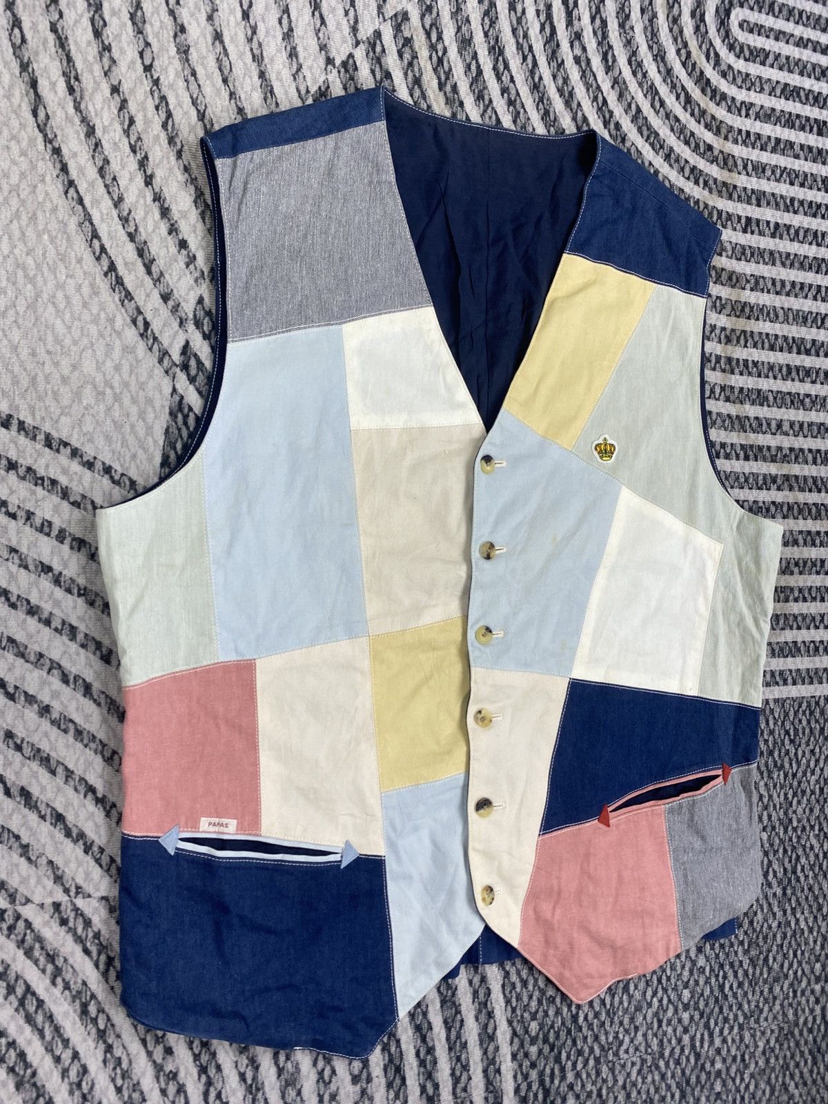 Japanese Brand Vtg Papas Patcwork Vest Made In Japan Size US M / EU 48-50 / 2 - 3 Thumbnail