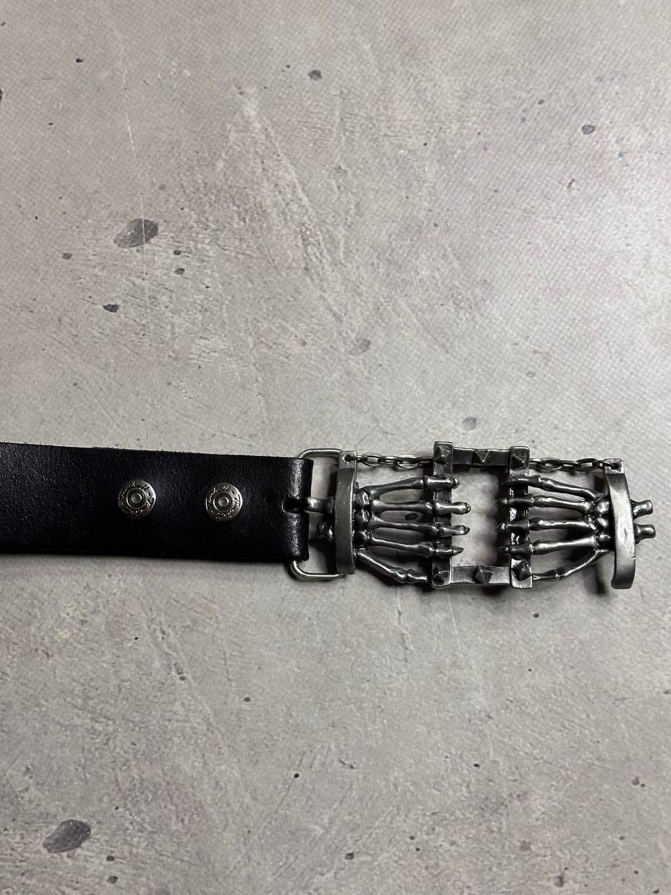 Affliction Timbelt Black Leather Belt Skeleton Hands Buckle Gothic Y2K Size ONE SIZE - 3 Thumbnail