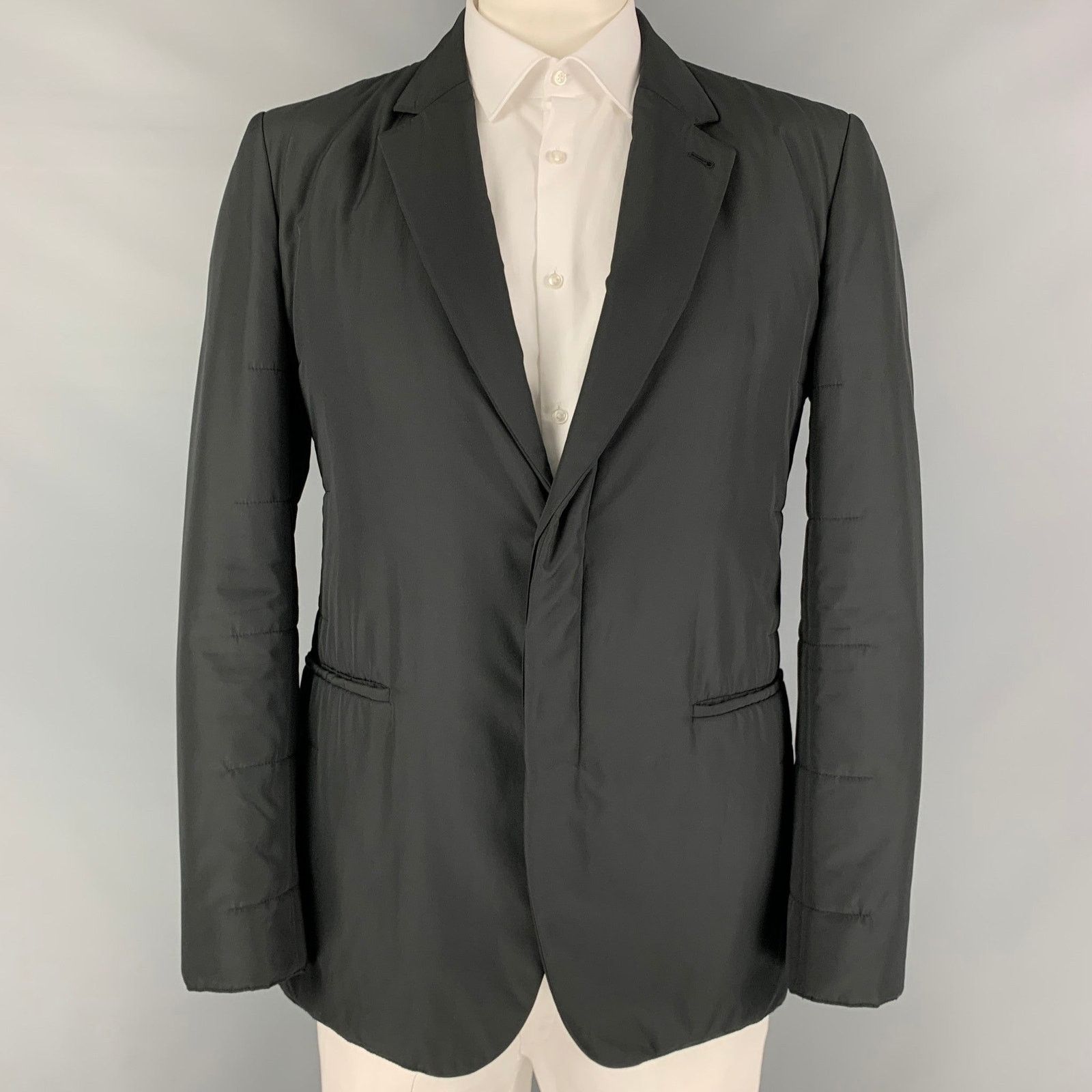 Calvin Klein Size 44 Black Quilted Polyester Sport Coat Size 44R - 1 Thumbnail