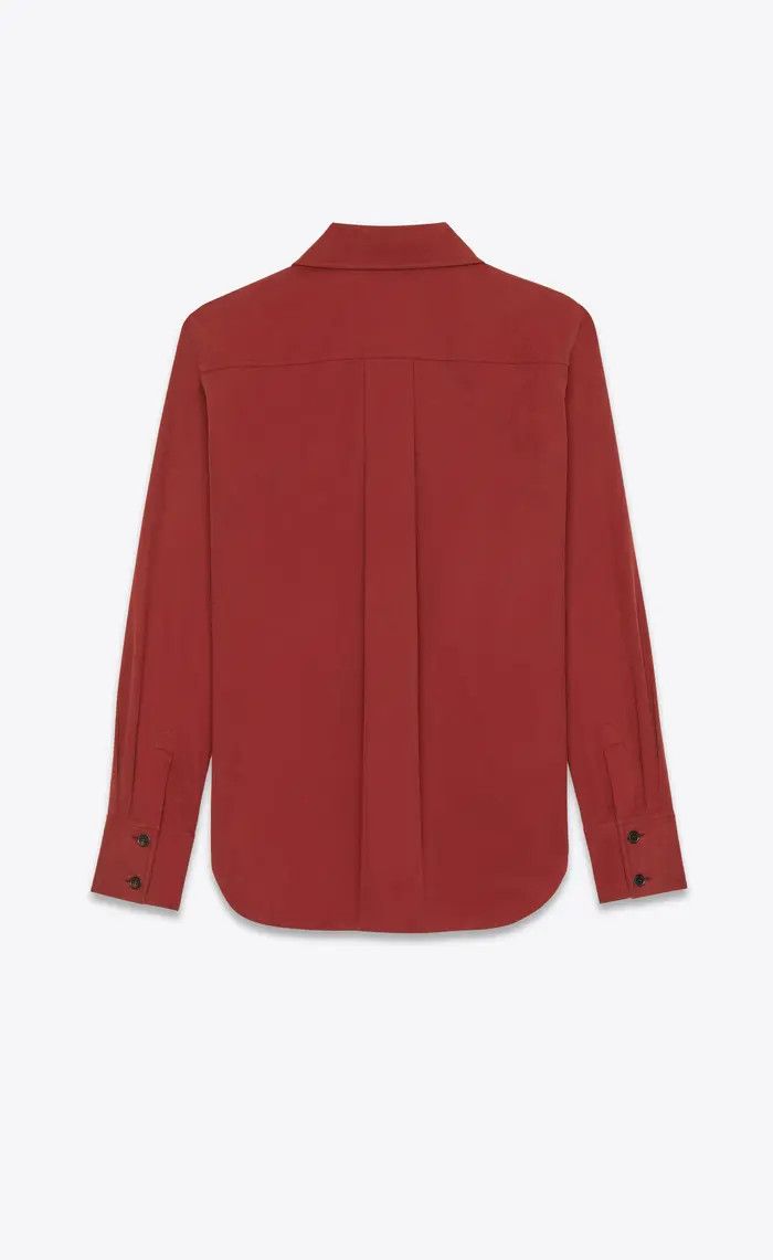 Saint Laurent Paris oc11z0226 786696 Saharienne Shirt in Cotton Twill in Red Size S / US 4 / IT 40 - 3 Thumbnail