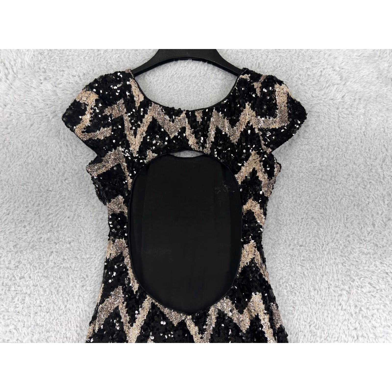 Dress the Population Dress The Population Dress Women's Medium Black Silver Stripes Sequin Open Back Dress Size M / US 6-8 / IT 42-44 - 7 Thumbnail