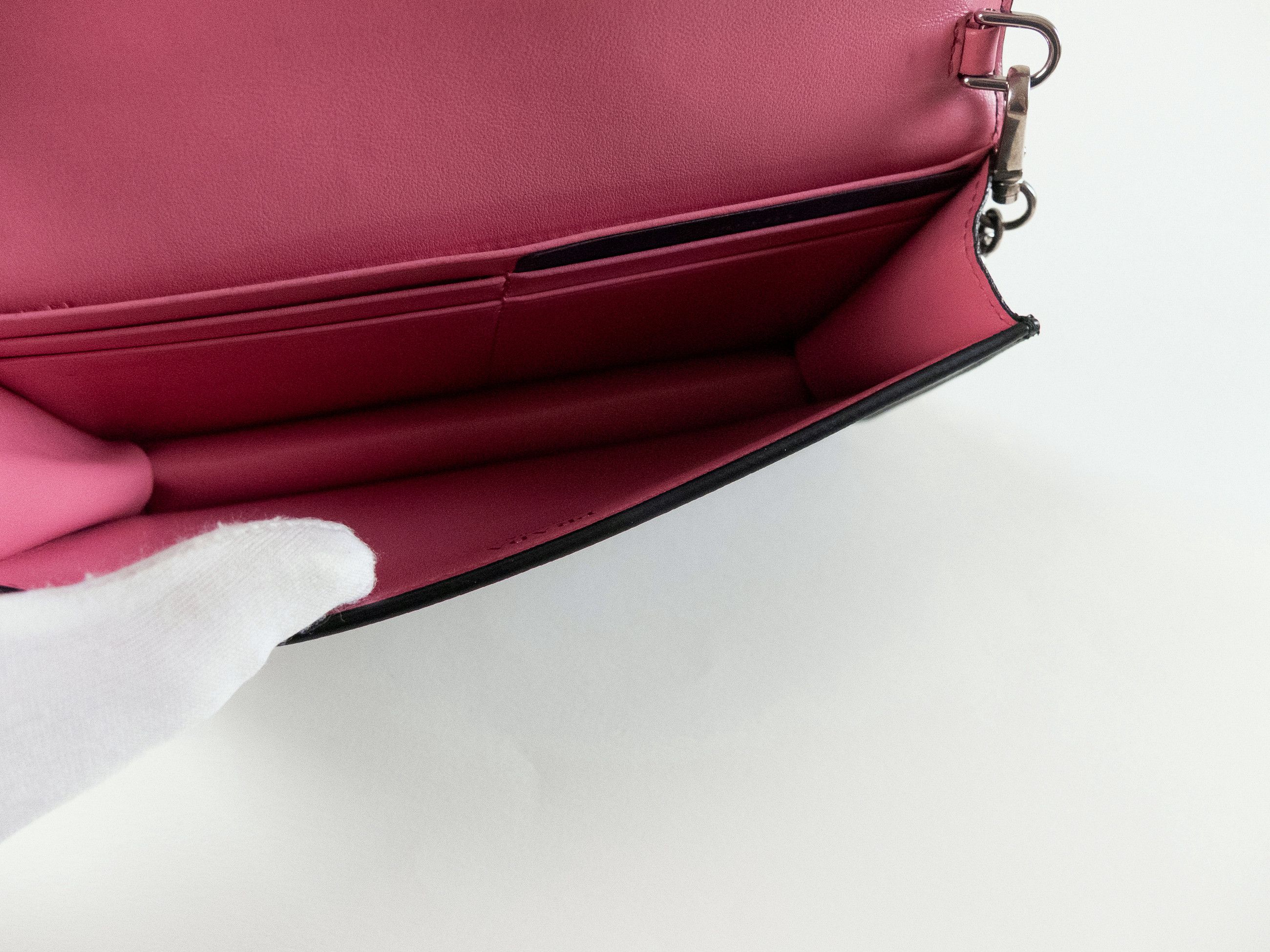 Prada PRADA Pradamalia black pink Saffiano leather chain wallet Size ONE SIZE - 8 Thumbnail