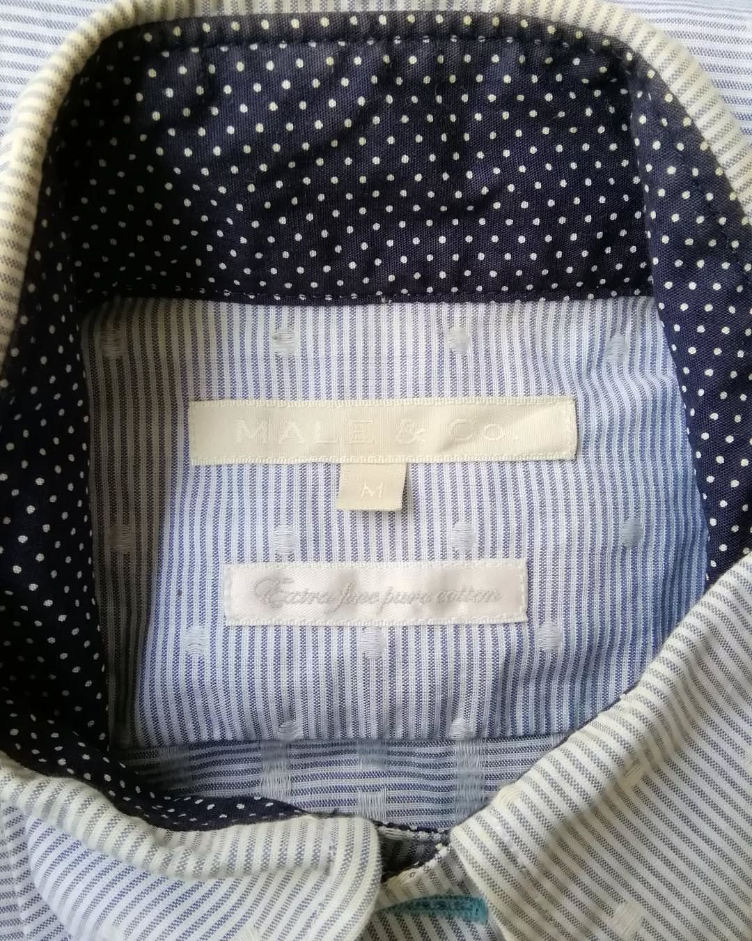 Japanese Brand × Other Male & Co Blue Polkadot Striped Shirt Size US M / EU 48-50 / 2 - 5 Thumbnail