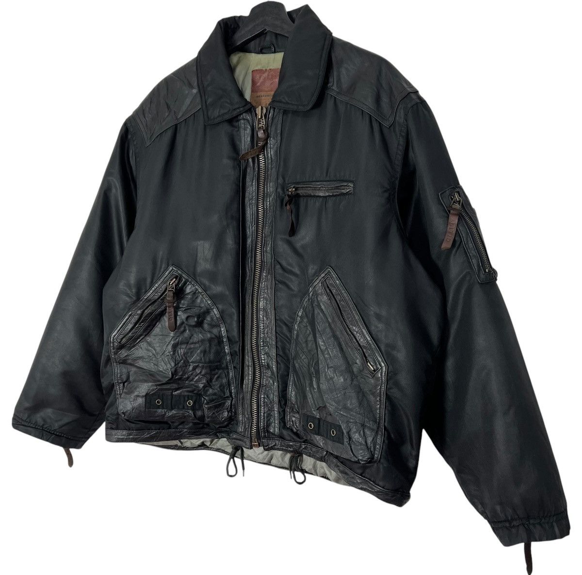 Genuine Leather VINTAGE ABITIO SWITCHING LEATHER FLIGHT JACKET Size US L / EU 52-54 / 3 - 4 Thumbnail