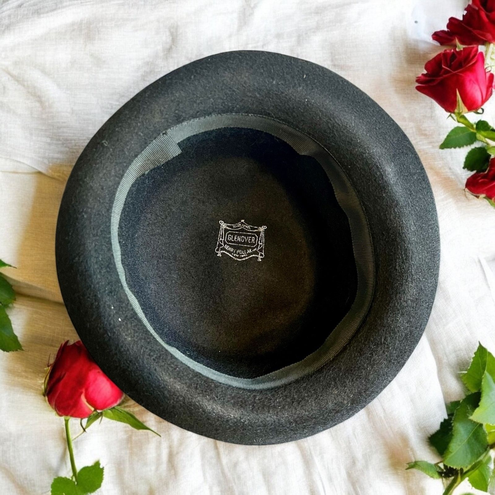 Vintage Vintage Black Hat-Henry Pollak NY- Wool-1940s-Breton-Bowler Size ONE SIZE - 2 Thumbnail