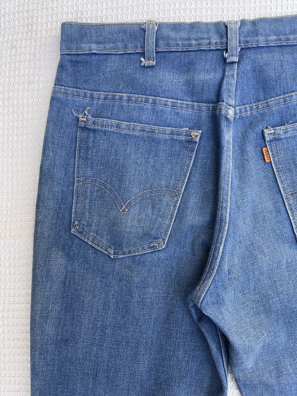 Levi's Rare🔥Vtg 70s Levis Orange Tab Flared Light Blue Jeans Size US 33 - 8 Thumbnail