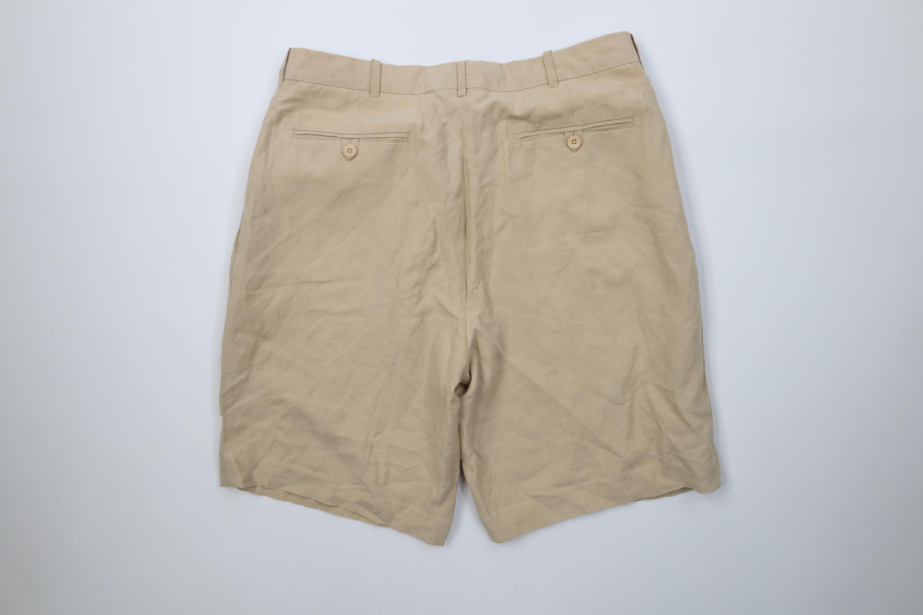 Polo Ralph Lauren Vintage 90s Ralph Lauren Linen Silk Pleated Chino Shorts Size US 34 / EU 50 - 12 Thumbnail