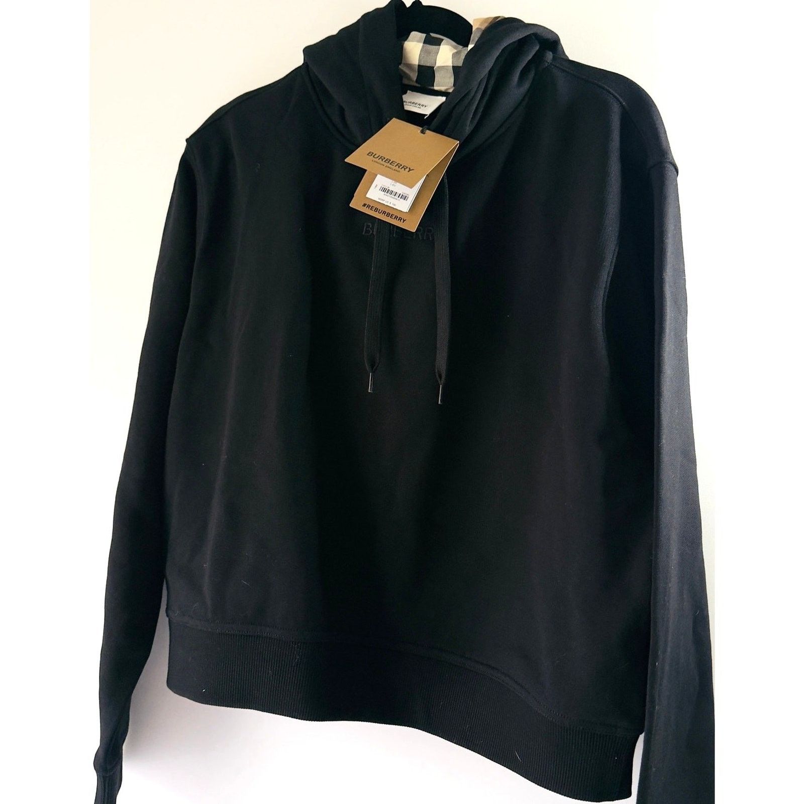 Burberry Burberry Hoodie Womens LG Black Boxy Sweatshirt Nova NWT Size L / US 10 / IT 46 - 2 Thumbnail