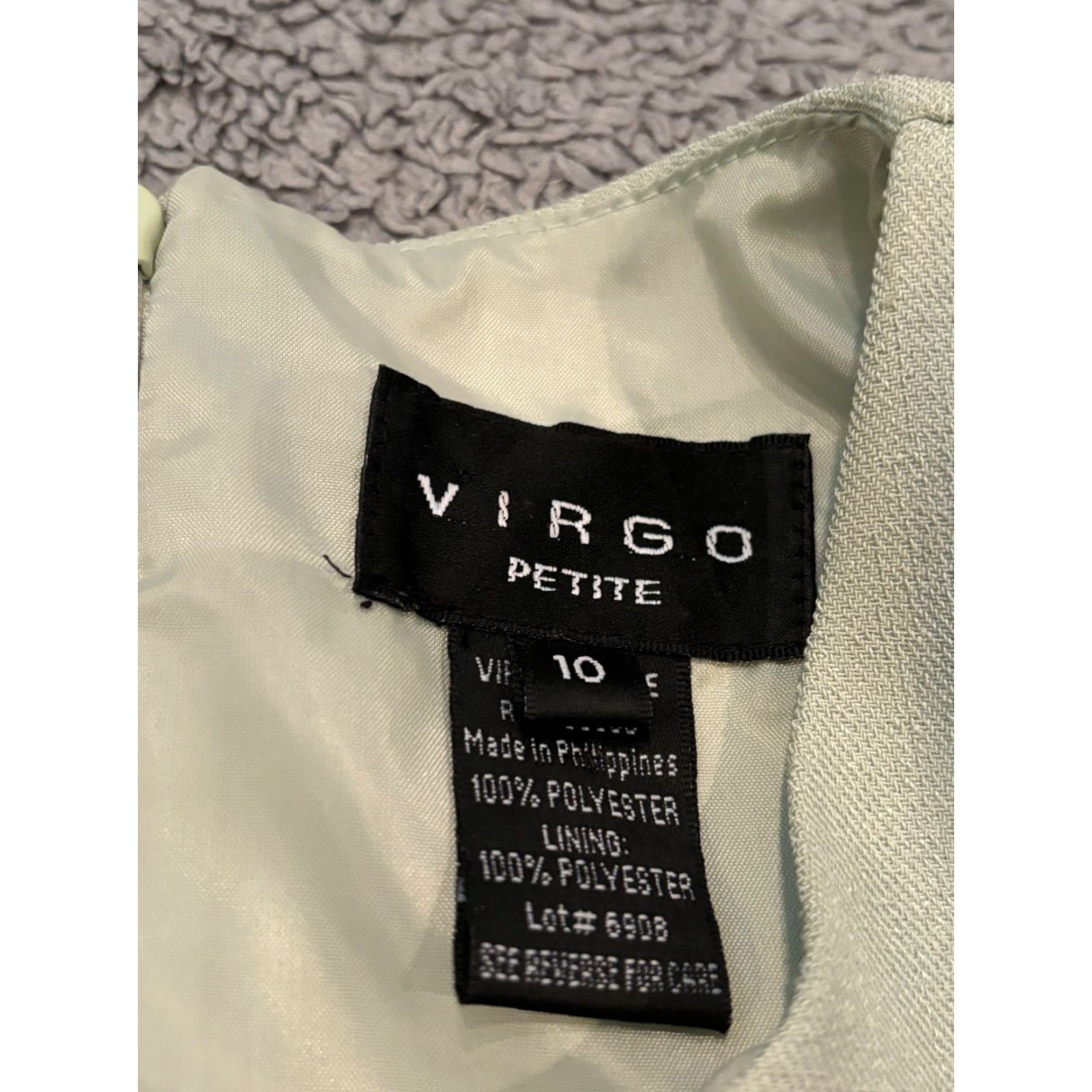 Vintage VIRGO Dress Womens 10P Jacketed Sage Green Petite Button Front Formal Dress, Jacket Style, 3/4? Size L / US 10 / IT 46 - 3 Thumbnail