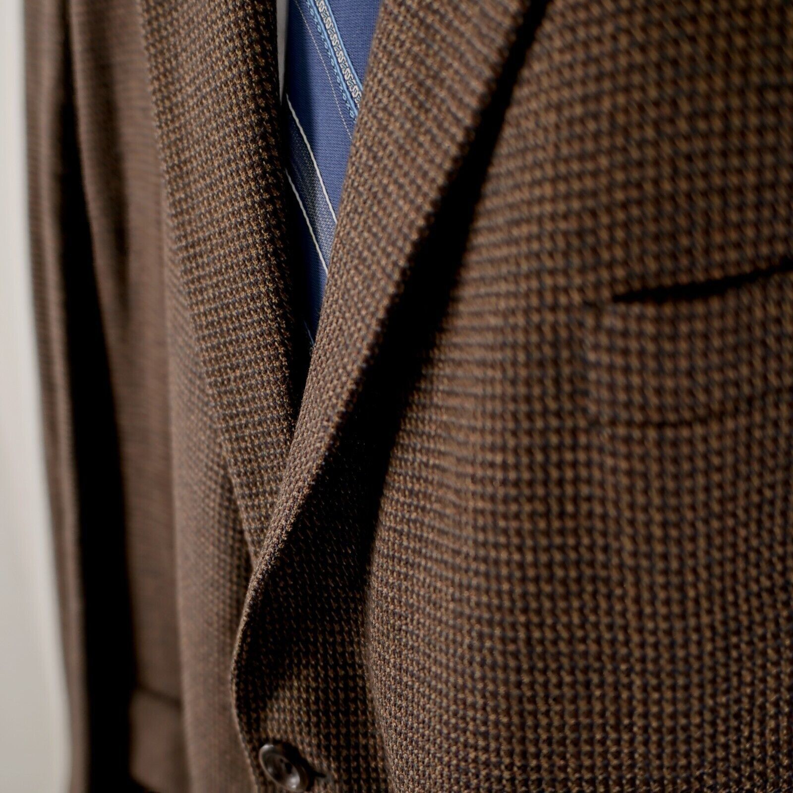 Pronto Uomo Pronto Uomo Tweed Lambswool Brown Blue Tan Check 2 Button Sp Size 50R - 3 Thumbnail